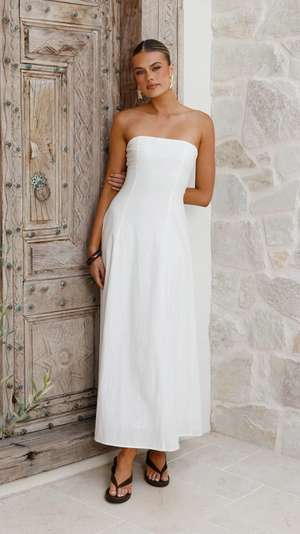 Astrid Strapless Maxi Dress - White - luluinthesky