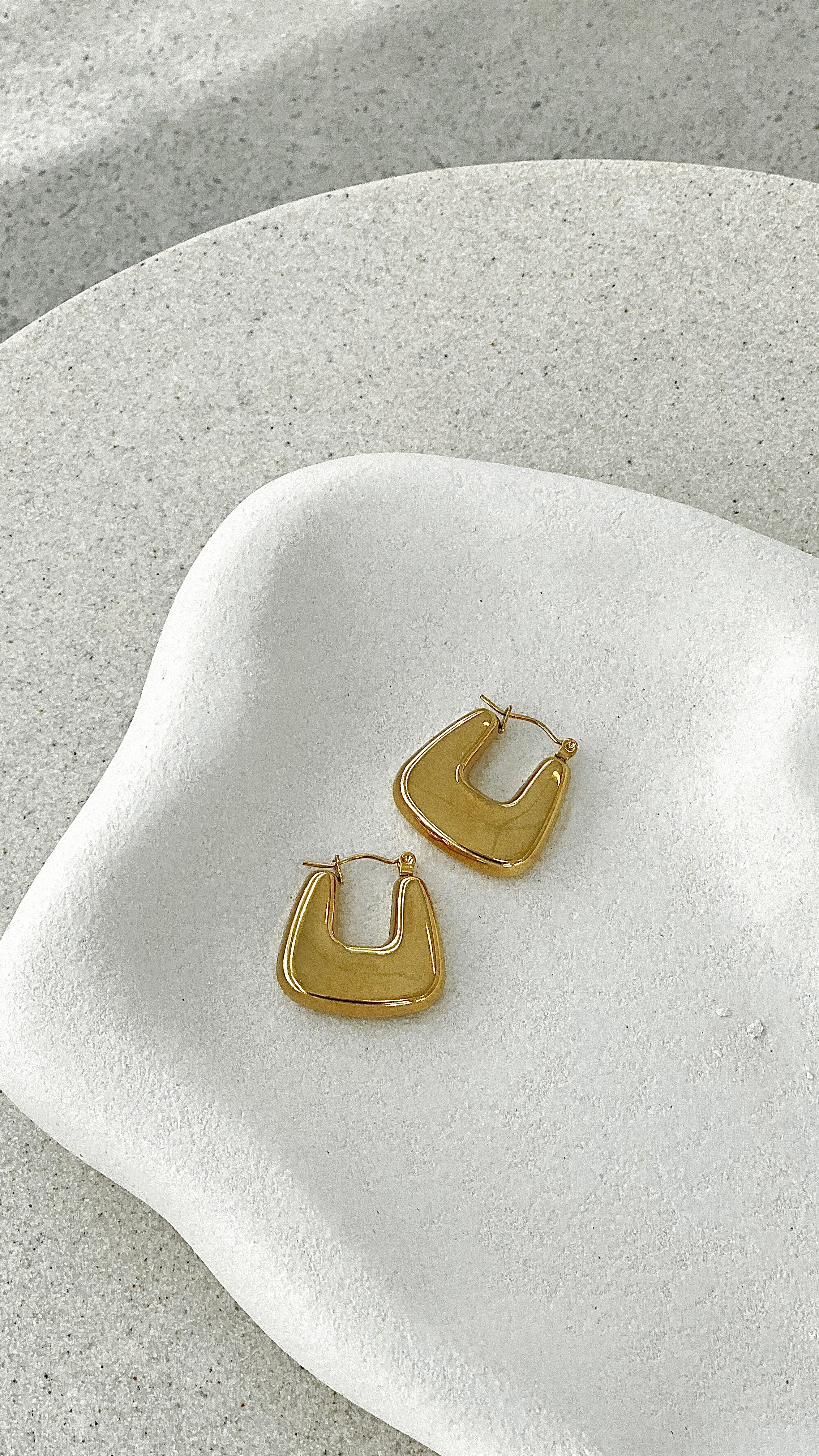 Square Crush Gold Plated Earrings - Gold - luluinthesky