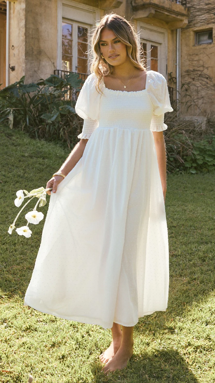 Cierra Midi Dress - White - luluinthesky