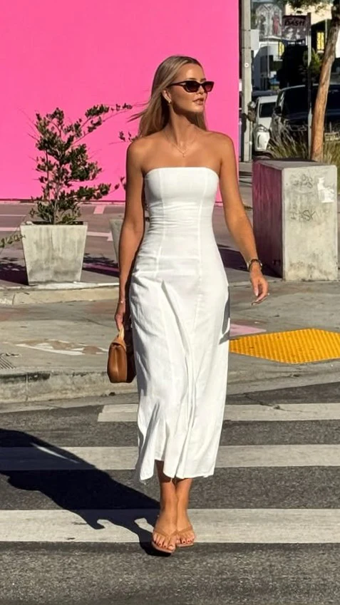 Astrid Strapless Maxi Dress - White - luluinthesky