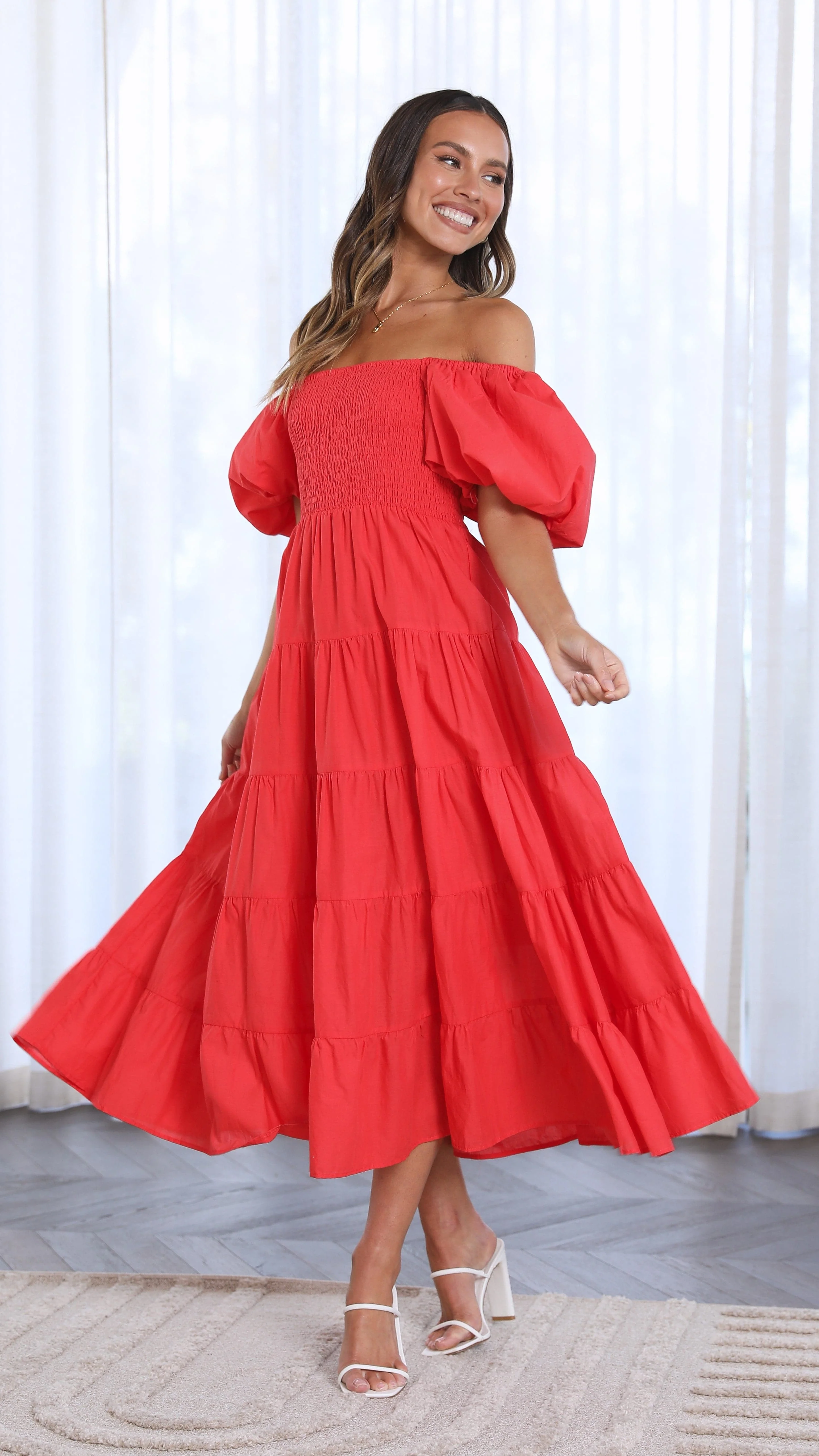 Chyna Midi Dress - Red - luluinthesky