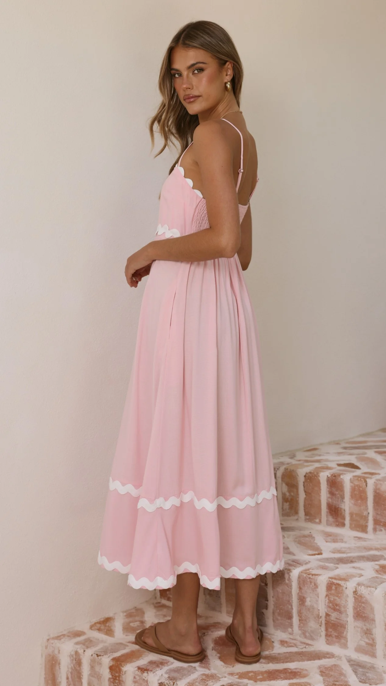 Seraphina Maxi Dress - Pink/White - luluinthesky