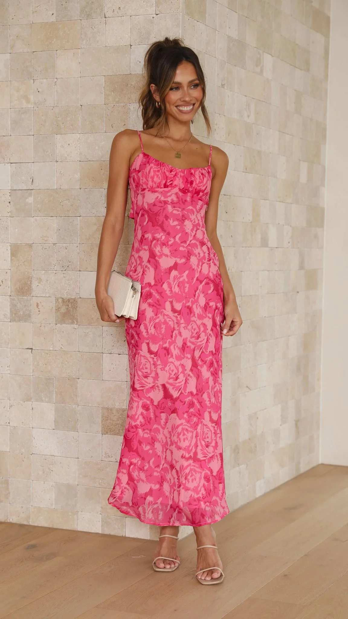 Margie Midi Dress - Pink Floral - luluinthesky