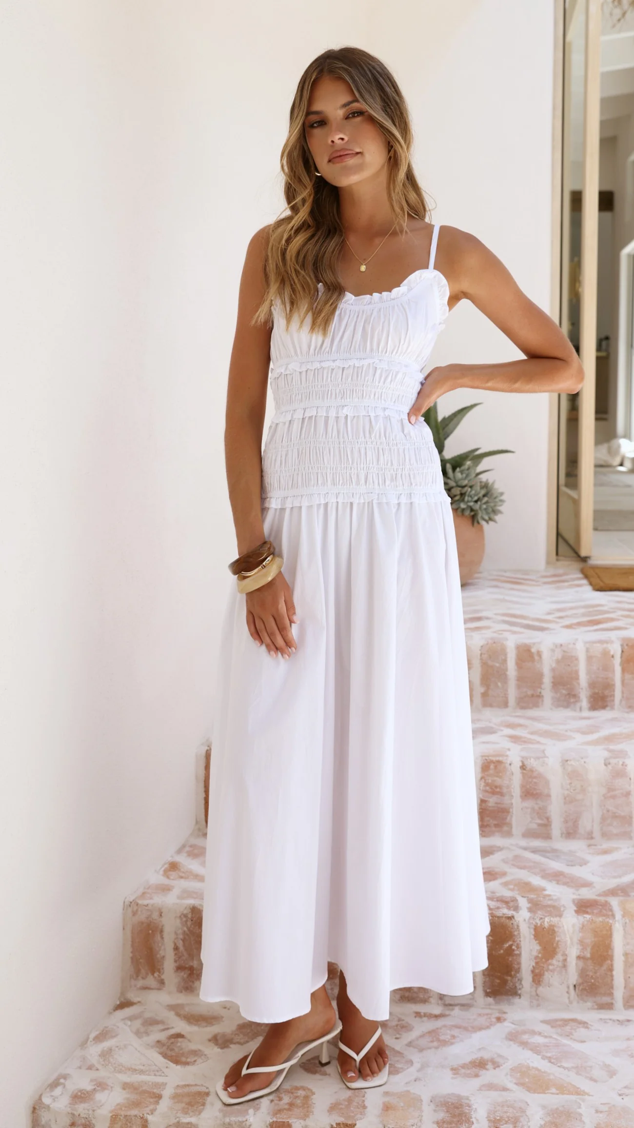 Vida Maxi Dress - White - luluinthesky