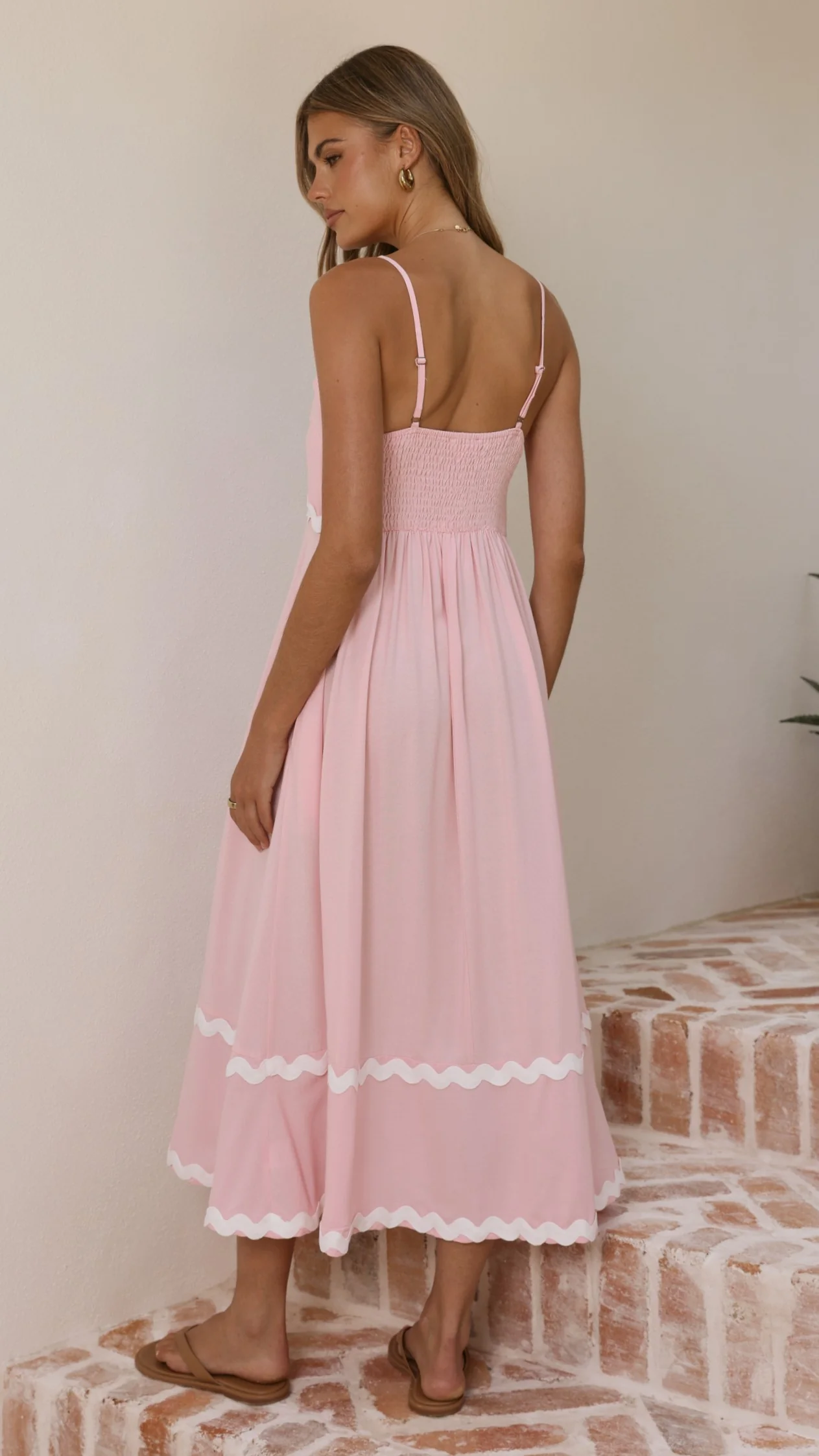 Seraphina Maxi Dress - Pink/White - luluinthesky