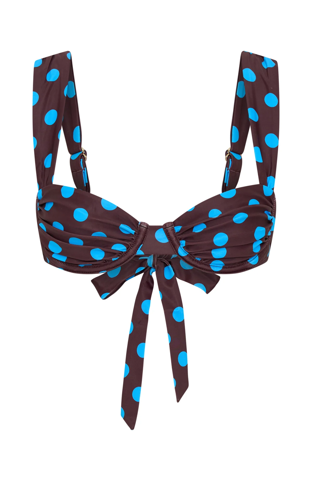 Balia Bikini Top Cocoa Blue Polka Dot - luluinthesky
