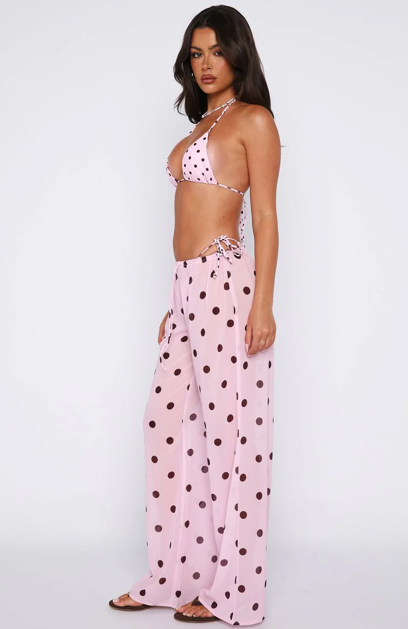 Croatian Coast Pants Pink Polka Dot - luluinthesky
