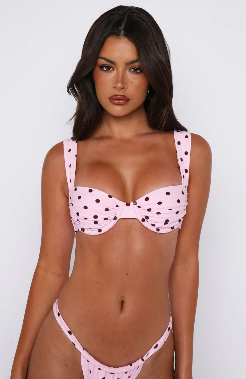 Balia Bikini Top Pink Polka Dot - luluinthesky