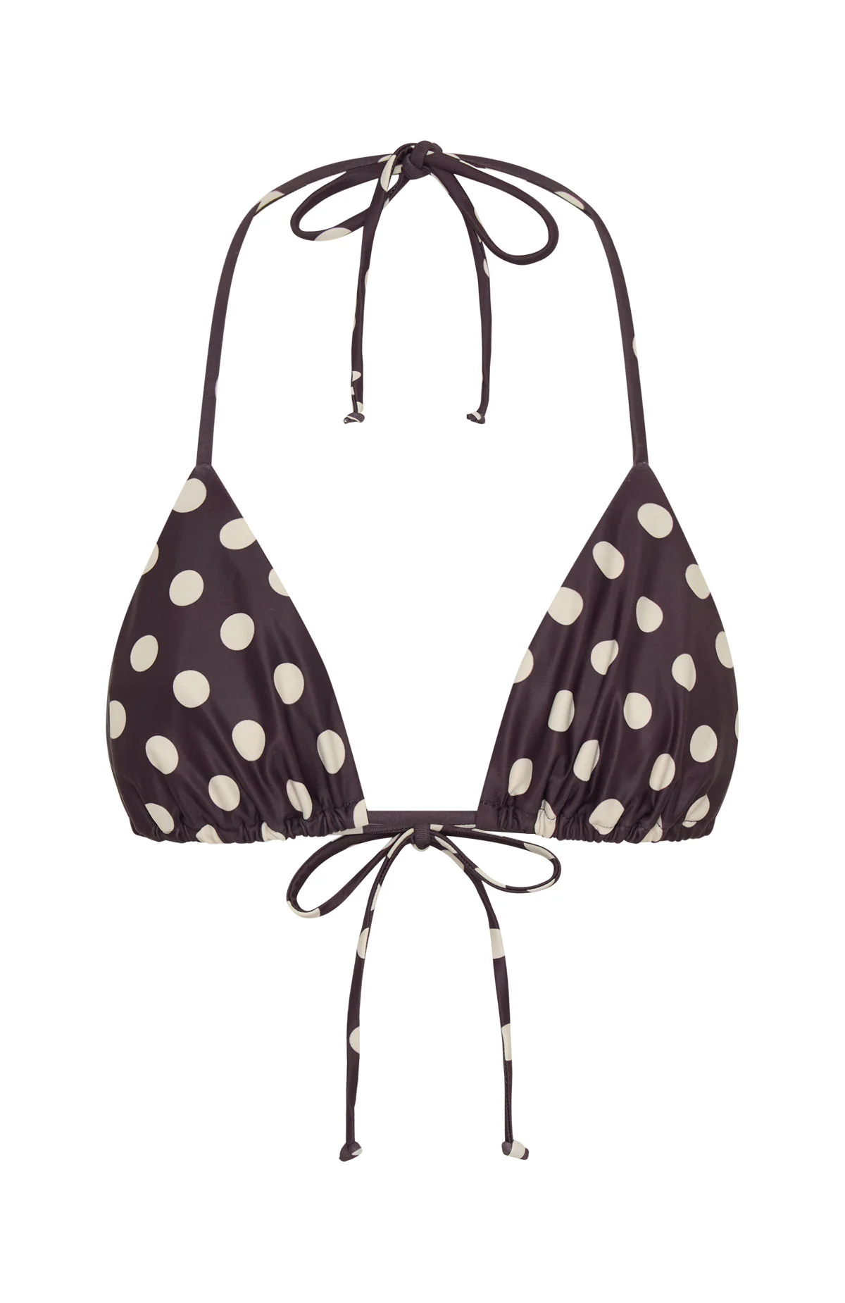 Golden Hour Bikini Top Choc/Cream Polka Dot - luluinthesky