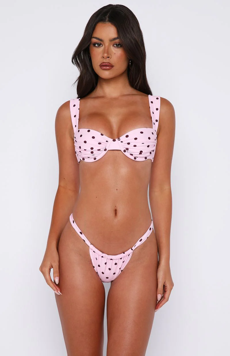 Balia Bikini Top Pink Polka Dot - luluinthesky