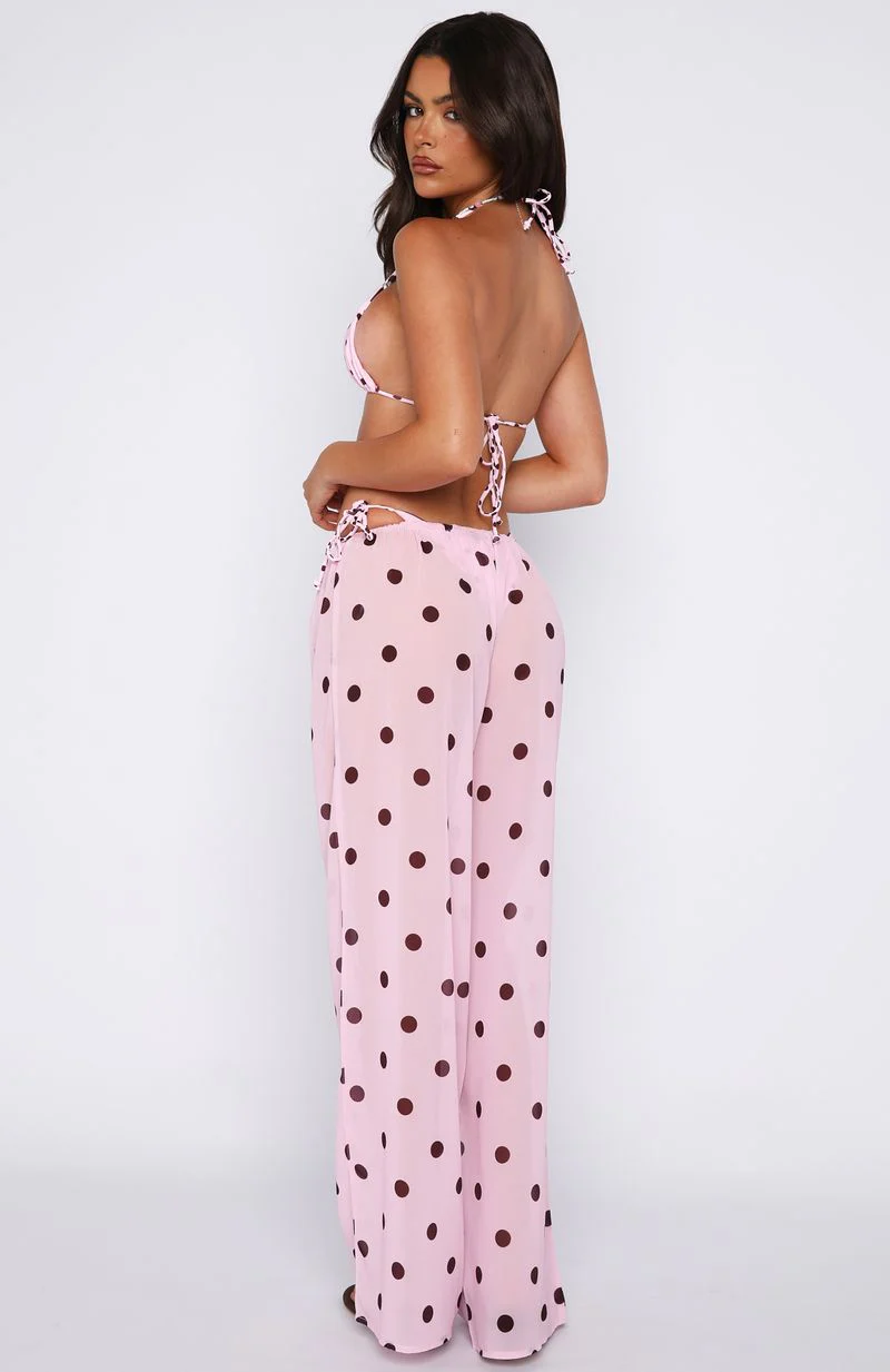 Croatian Coast Pants Pink Polka Dot - luluinthesky