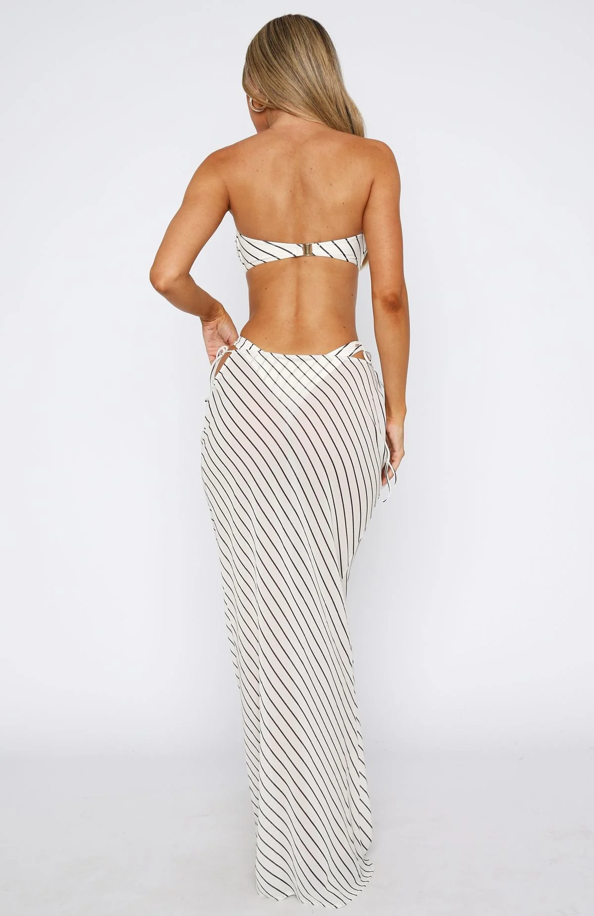 Luminous Maxi Skirt Cream/Choc Stripe - luluinthesky