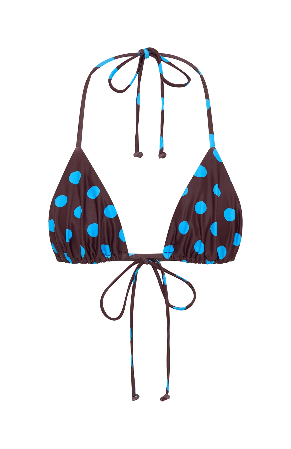 Golden Hour Bikini Top Cocoa Blue Polka Dot - luluinthesky