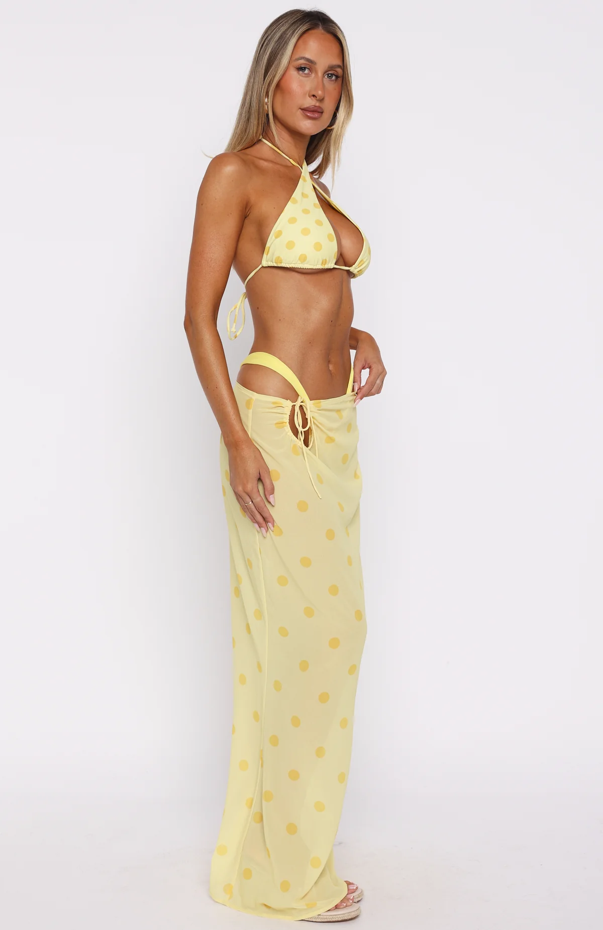 Crowd Pleaser Maxi Skirt Lemon Polka Dot - luluinthesky