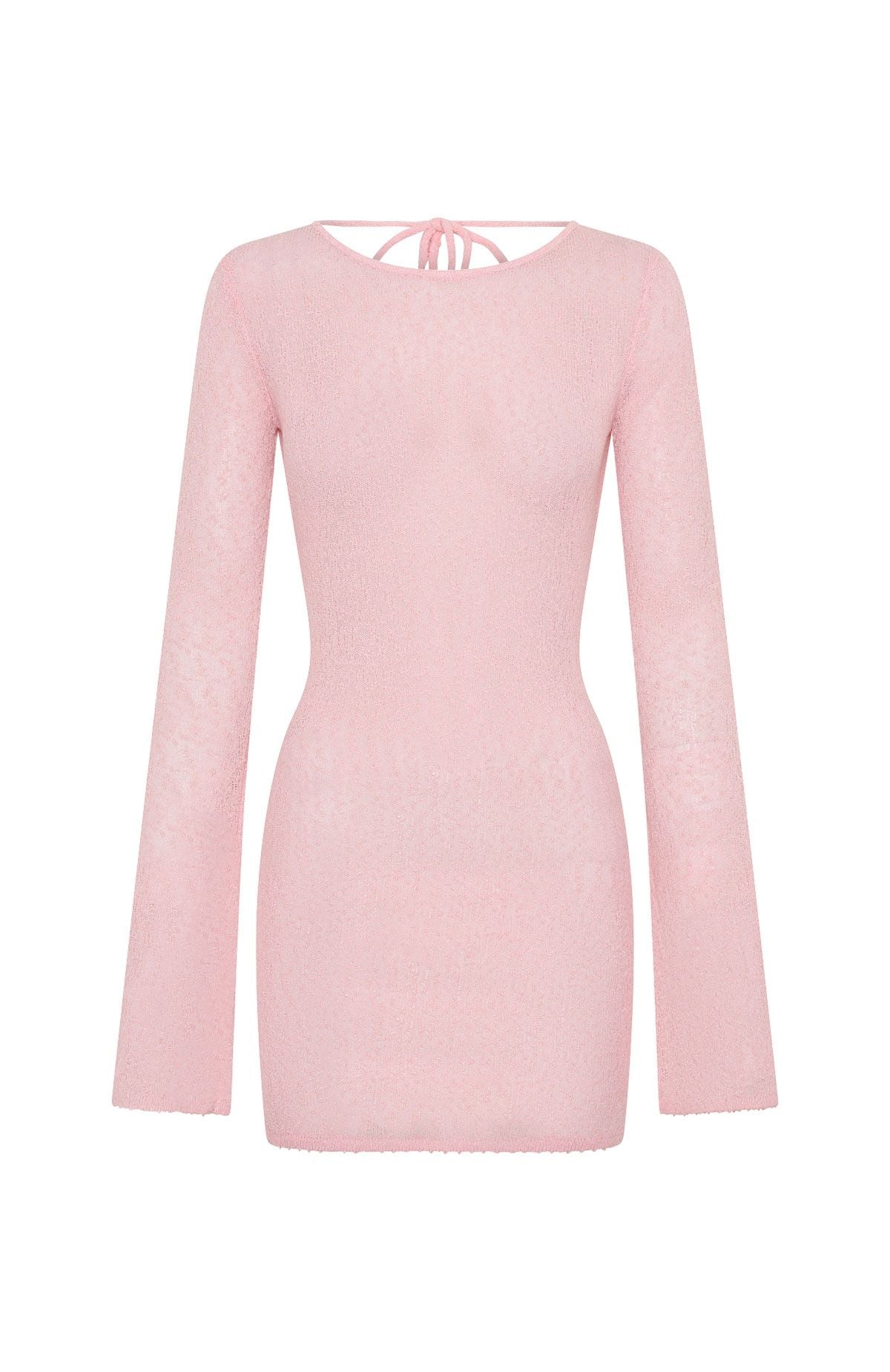 Stand And Stare Long Sleeve Mini Dress Blush Pink - luluinthesky