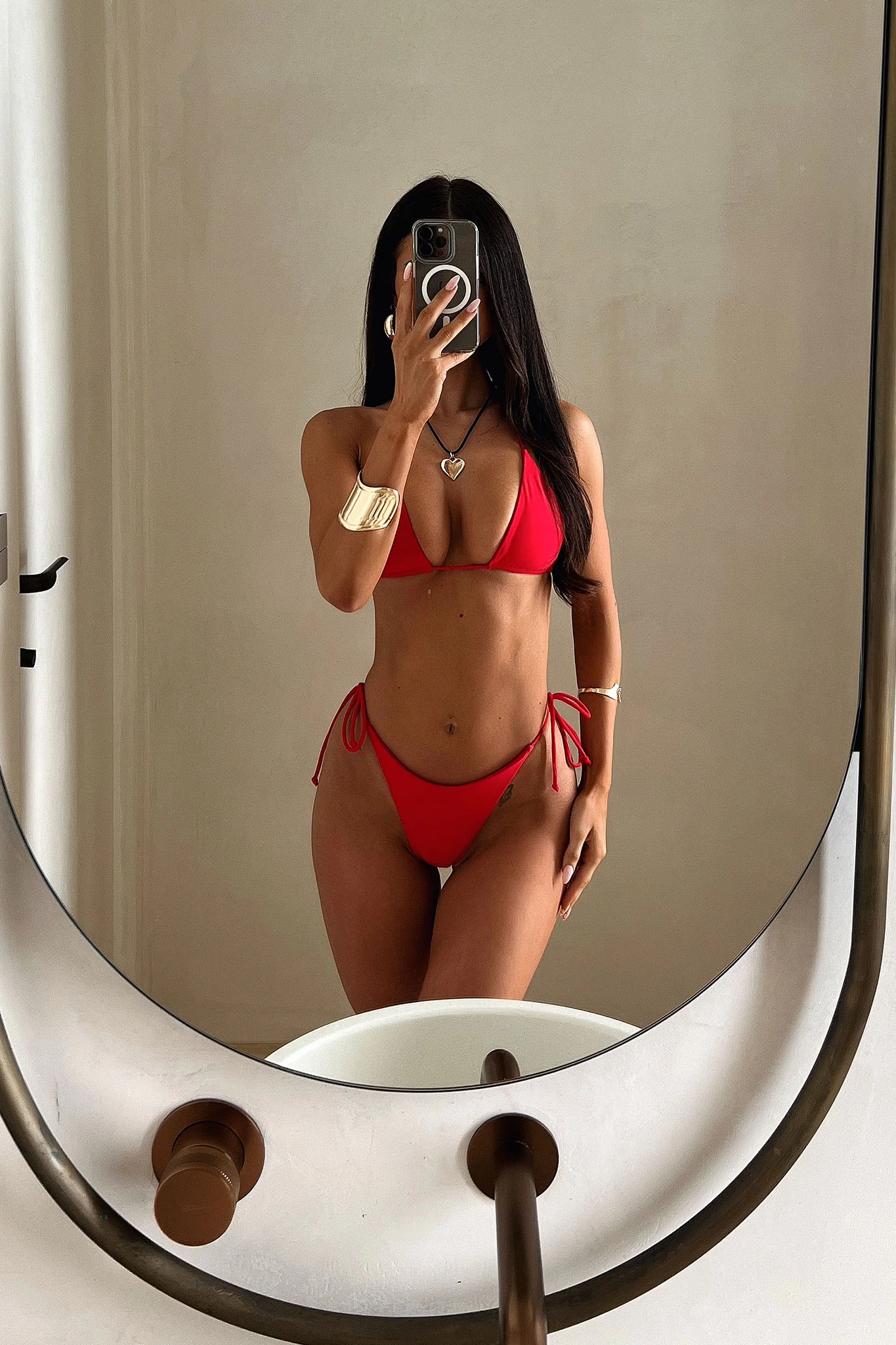 Lydia Triangle Bikini Top - Red - luluinthesky