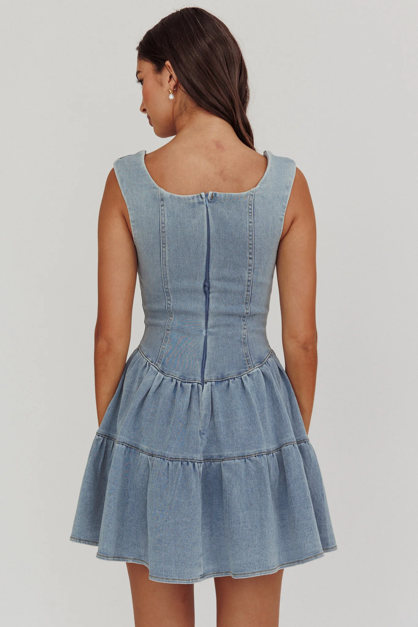 Devine Square Neck Wide Strap Mini Dress