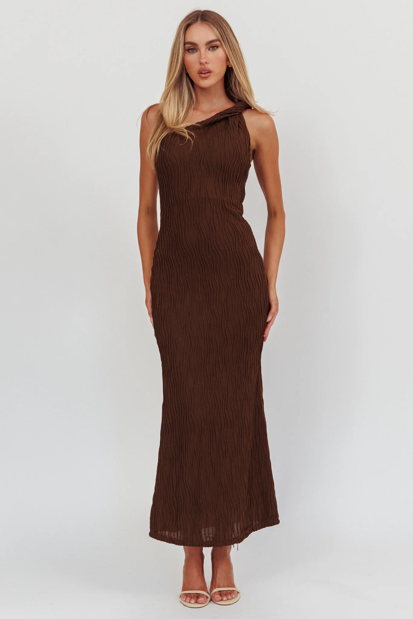 Lingering Love One-Shoulder Twist Midi Dress Sage main image 1