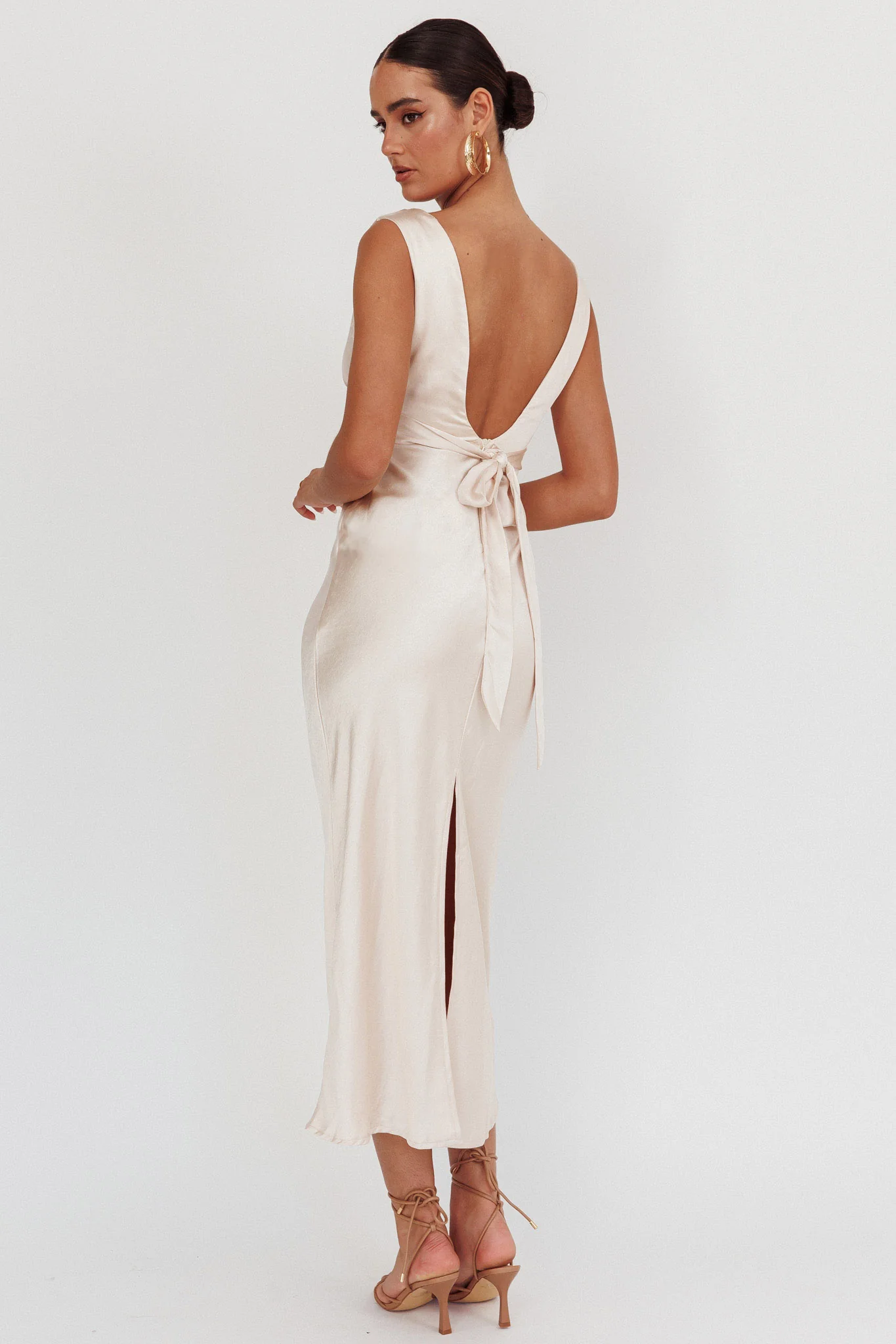 Strapless Ivory Satin Hi Low Dress main image 1