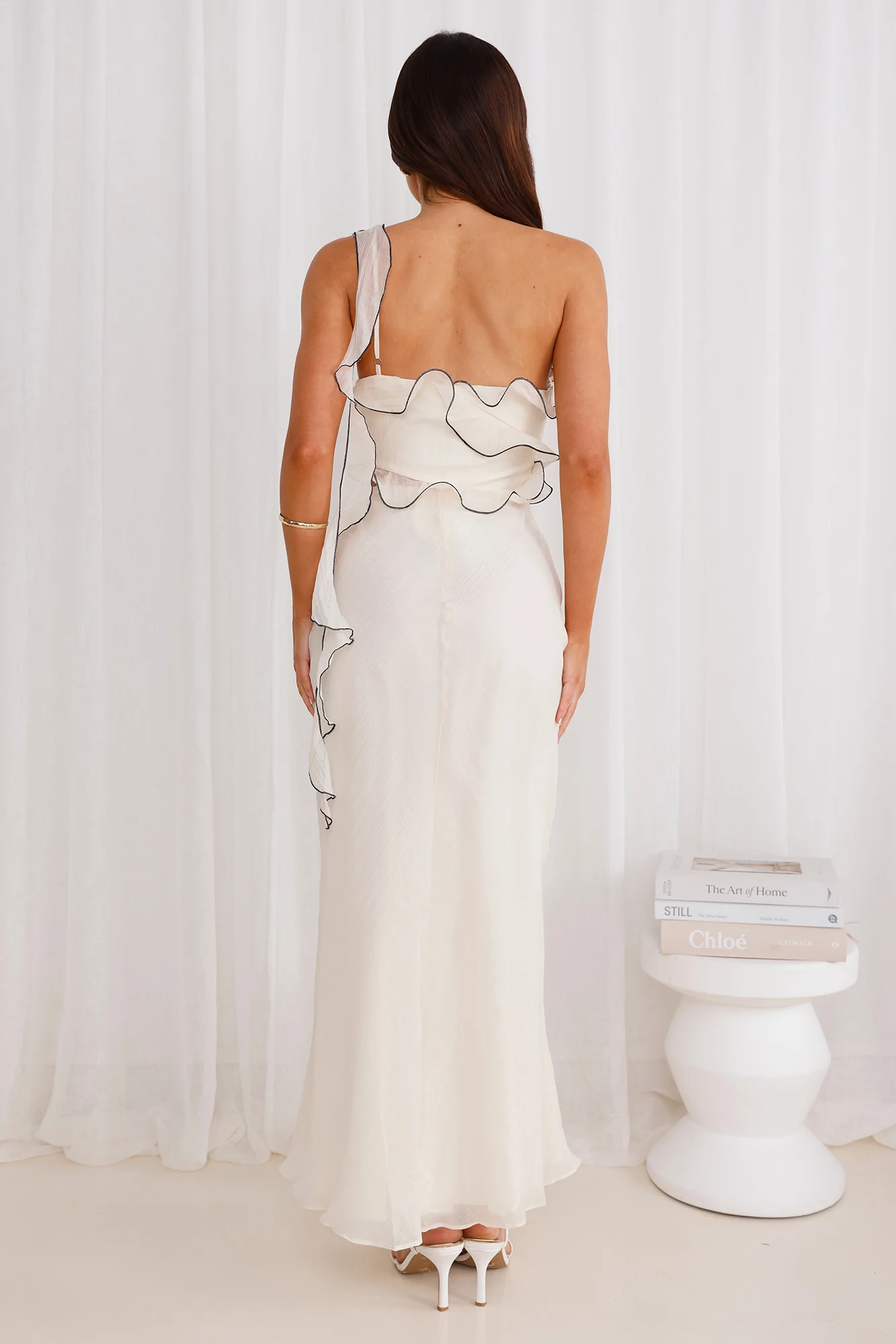 Cinematic Love One Shoulder Maxi Dress Cream