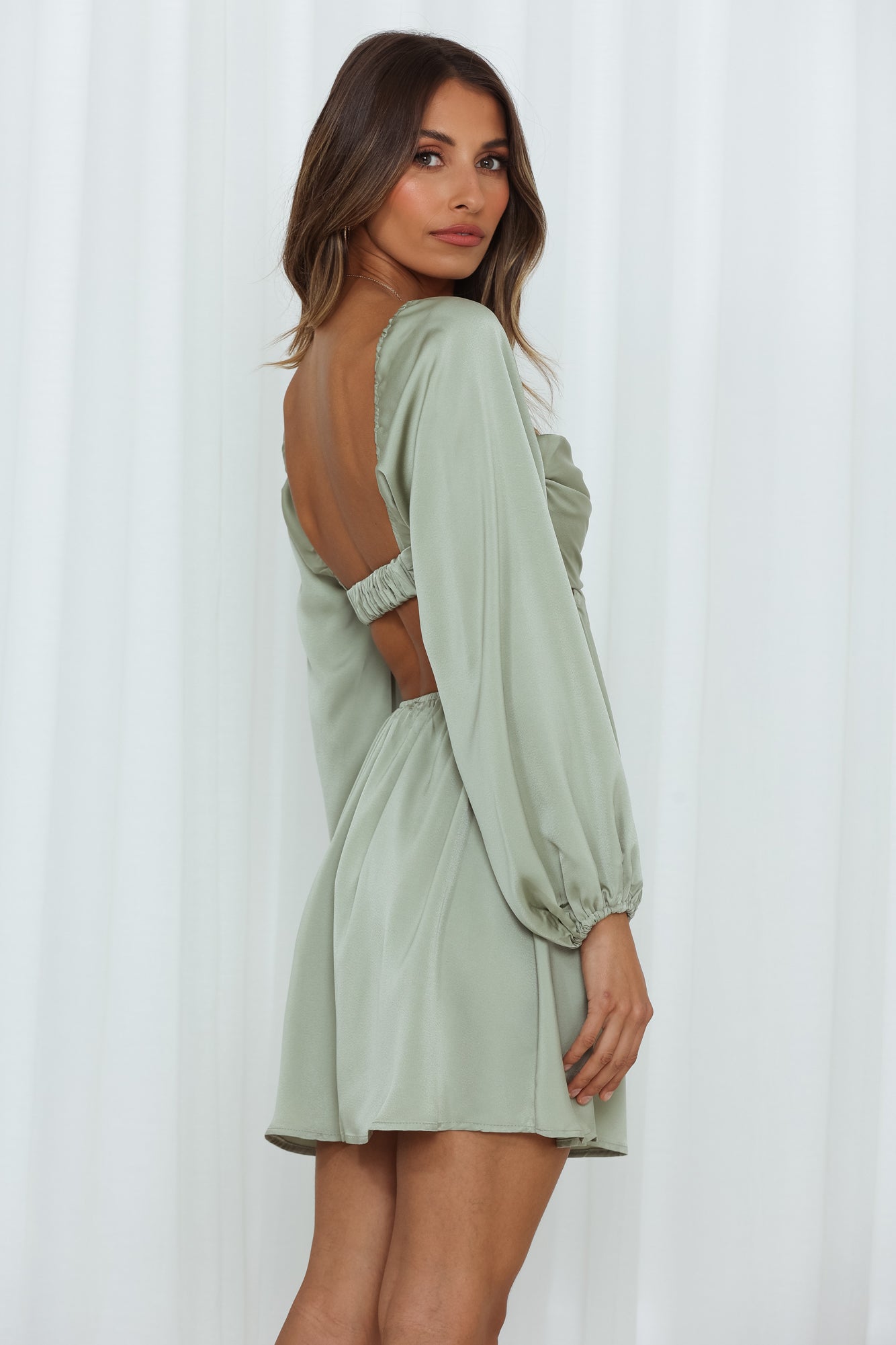 Done With You Satin Dress Green