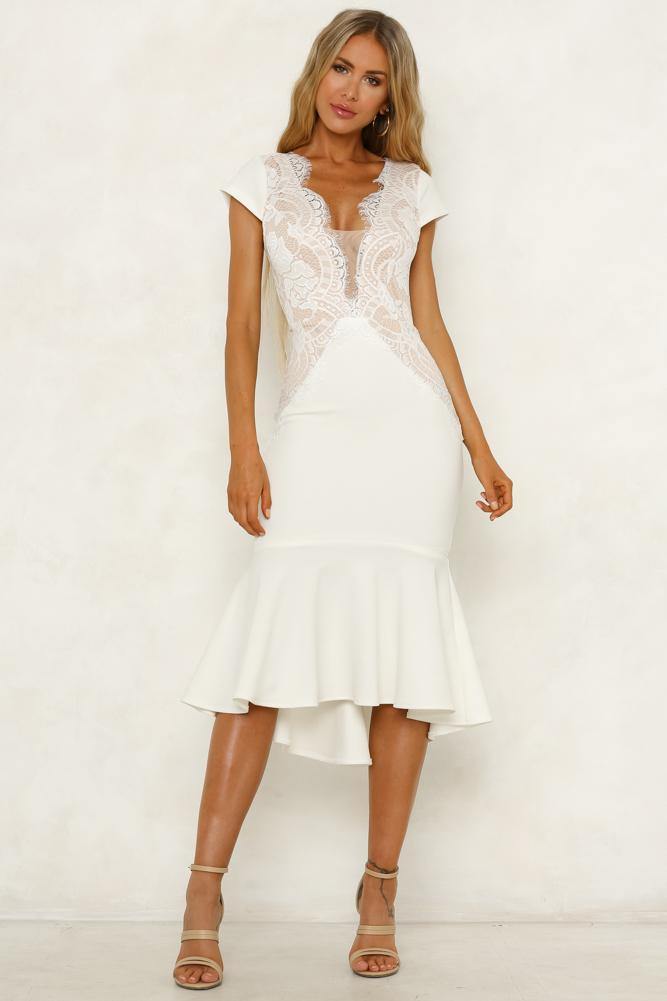 Fifth Avenue Fever Midi Dress White