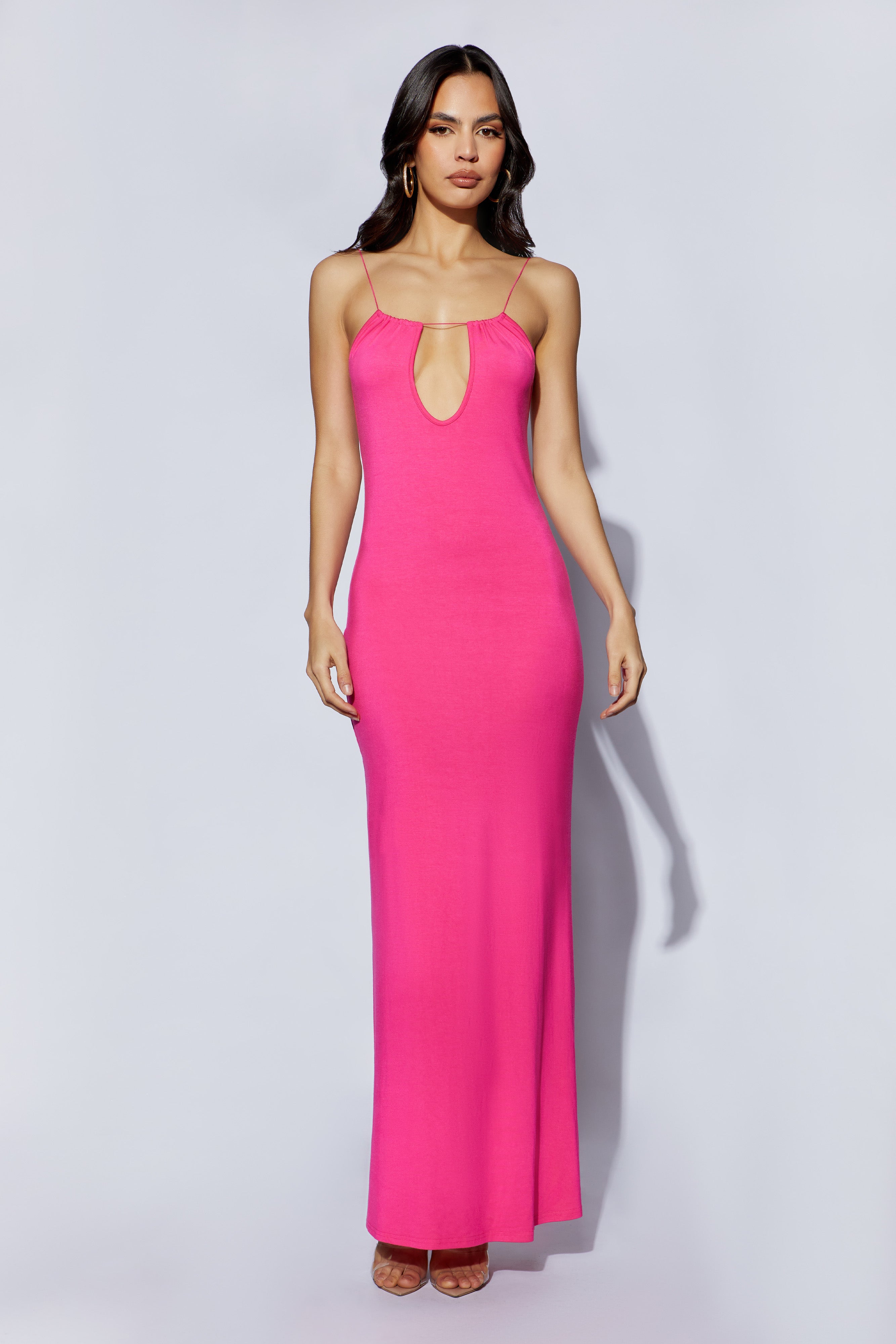 MESHKI Kirsty Strappy Circle Cutout Maxi Dress- Fuchsia