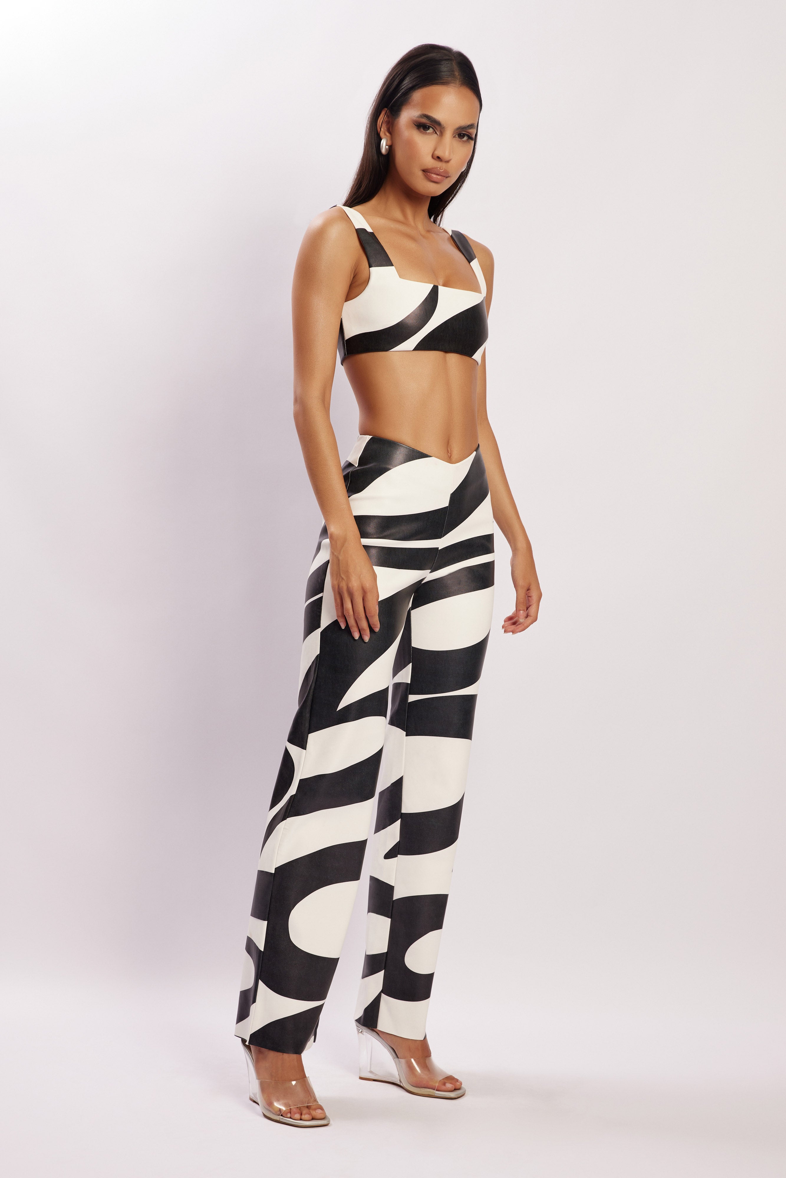 MESHKI Stevie V Front Print Pu Pant - Swirl Print