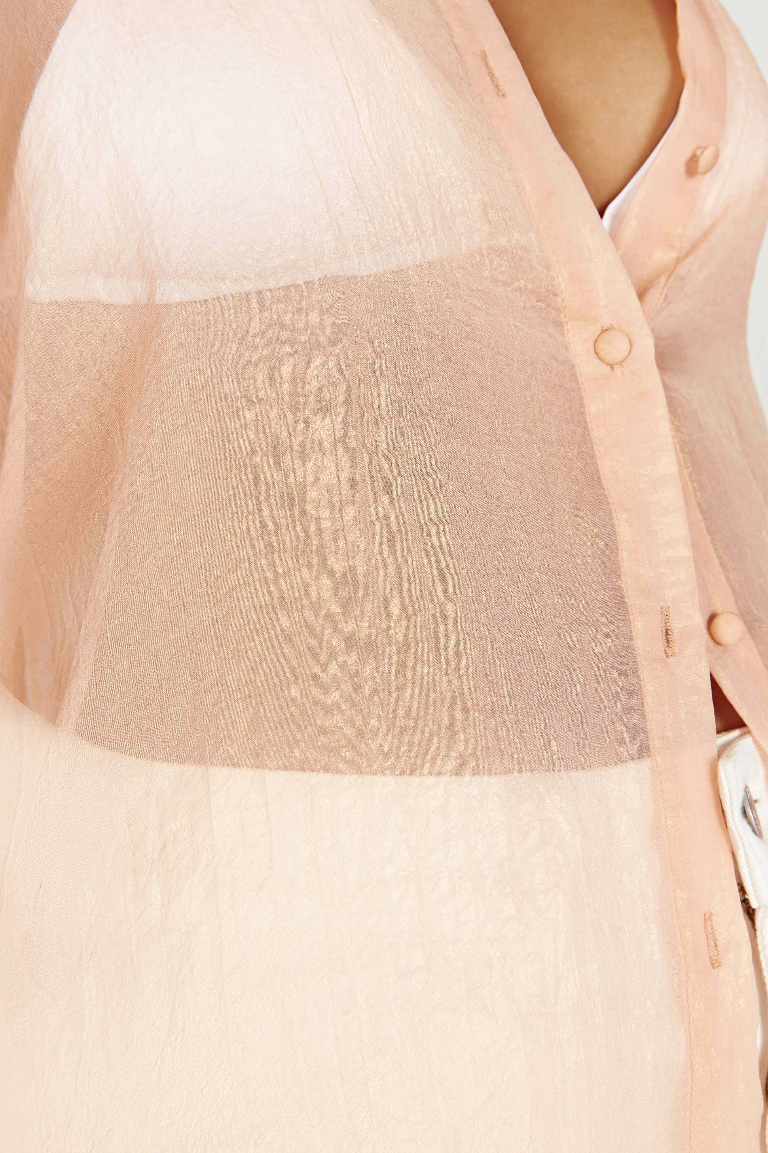 Molly Oversized Sheer Iridescent Shirt - Peach