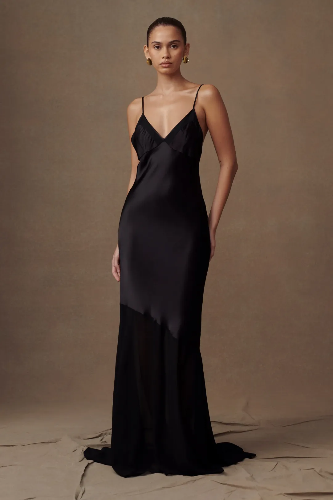 iridescent satin dress Iridescent Gathered Satin Gown