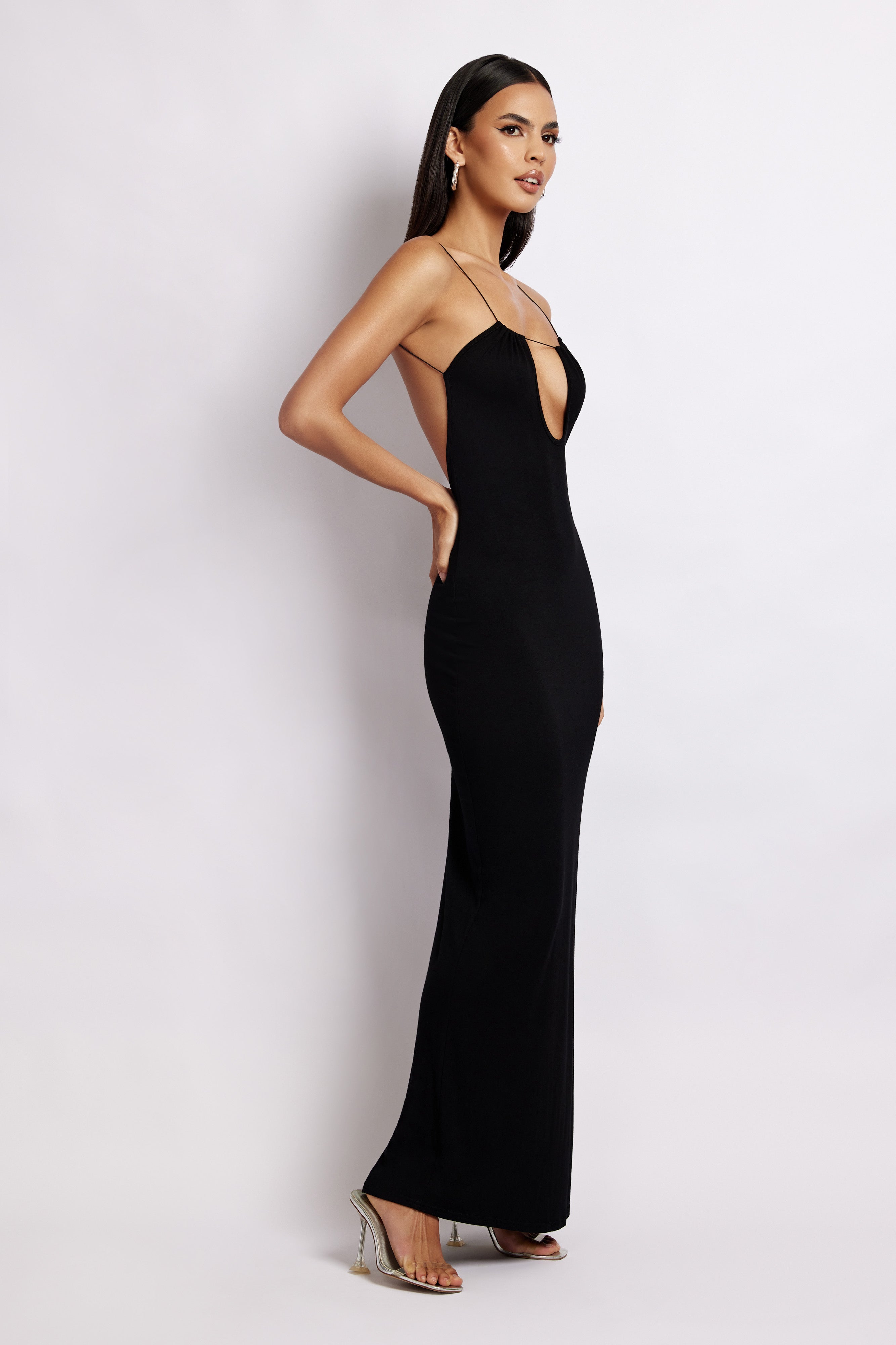 MESHKI Kirsty Strappy Circle Cutout Maxi Dress - Black