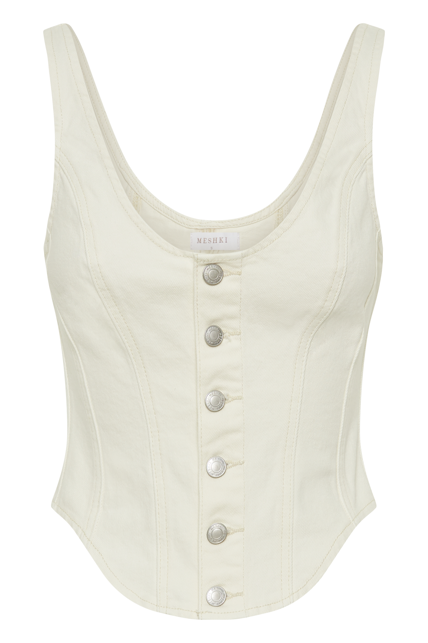 MESHKI Leilani Corset Denim Top - Ecru