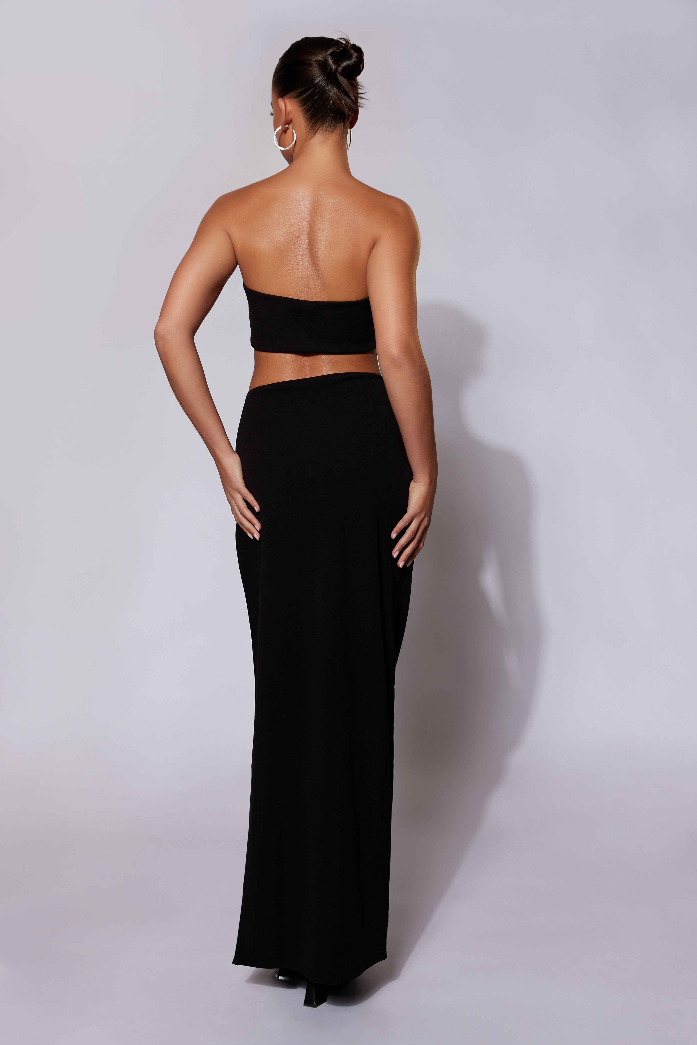 MESHKI Anastasia Diamante Rope Maxi Skirt With Split - Black