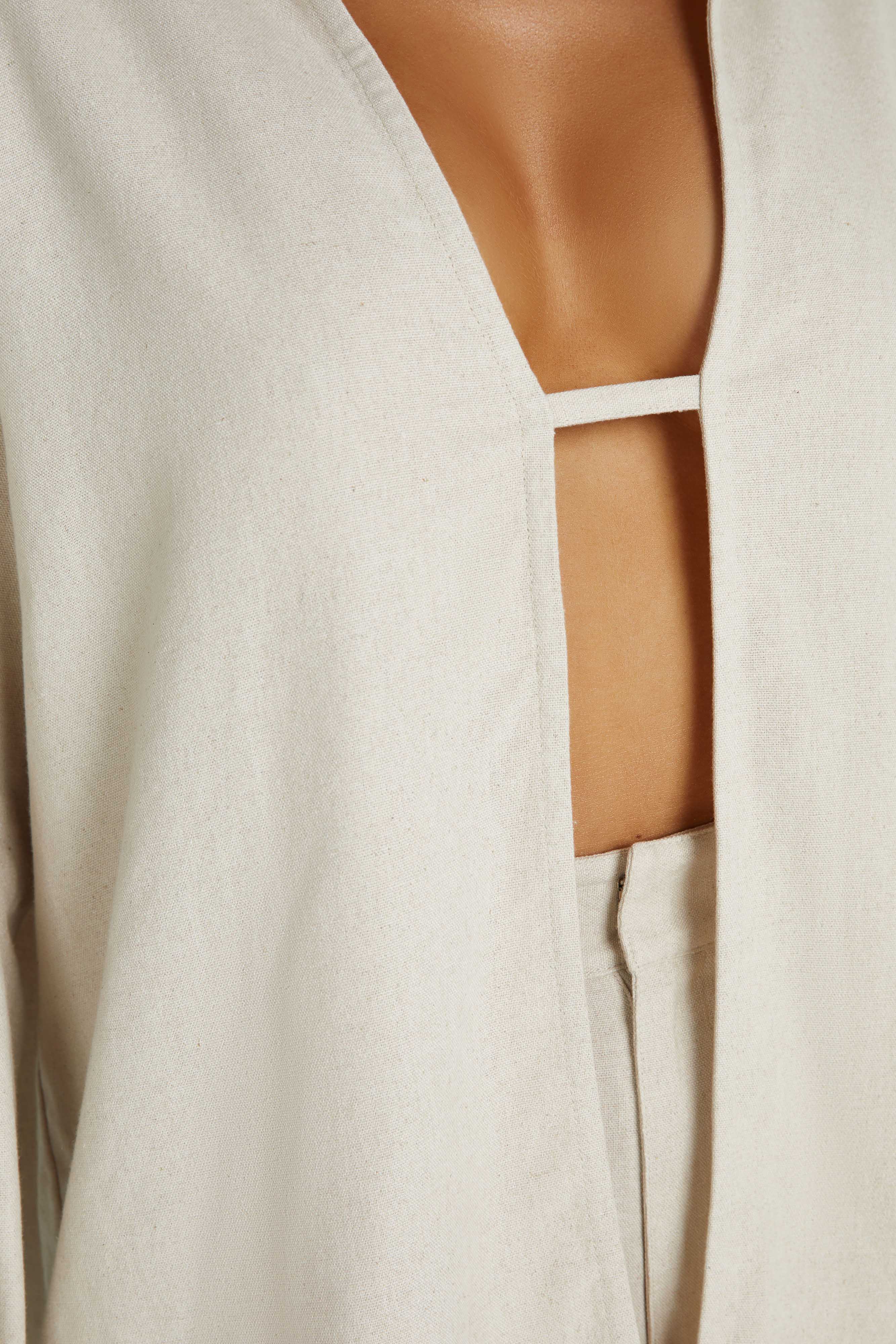 MESHKI Tasha Oversized Linen Shirt - Natural