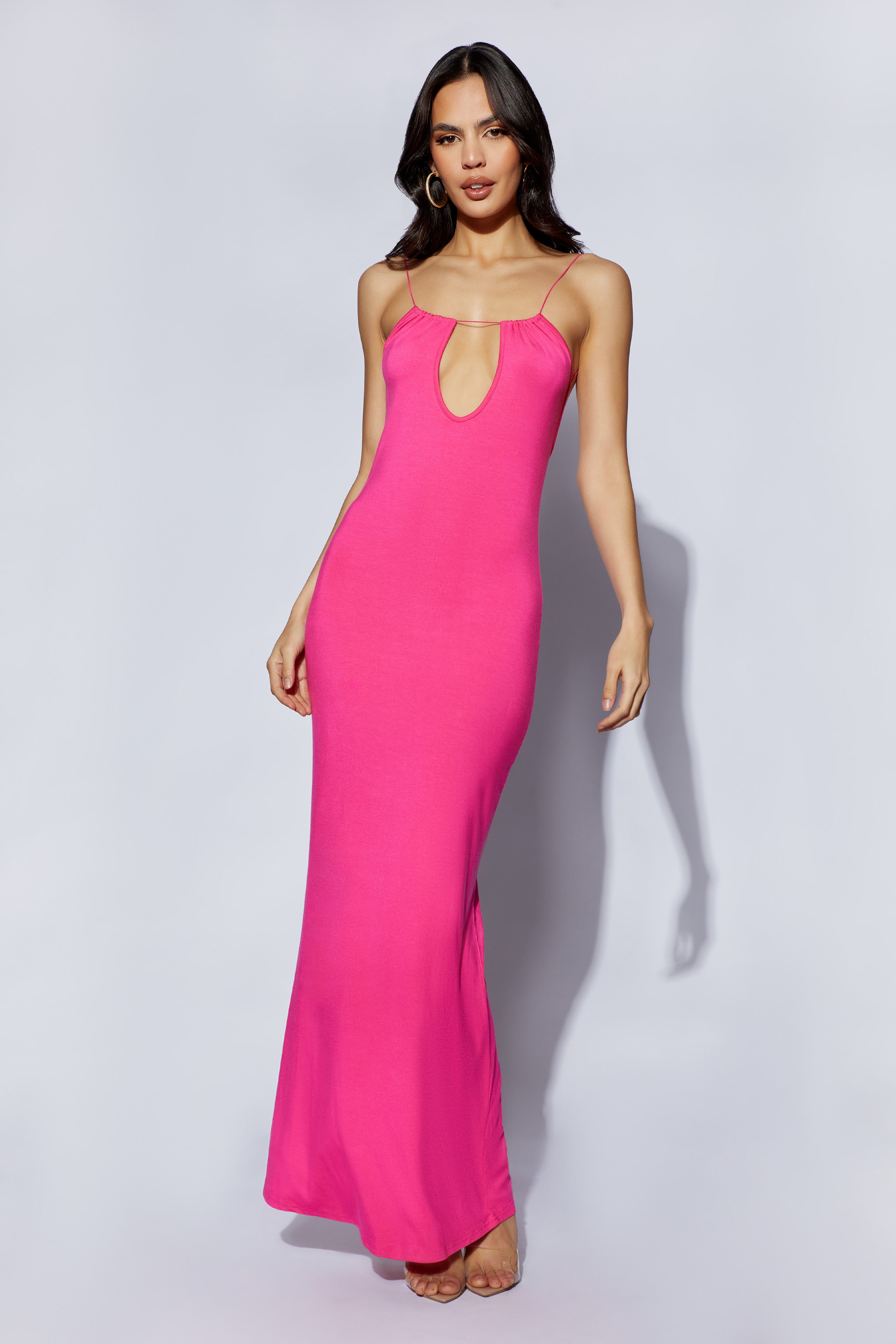 MESHKI Kirsty Strappy Circle Cutout Maxi Dress- Fuchsia
