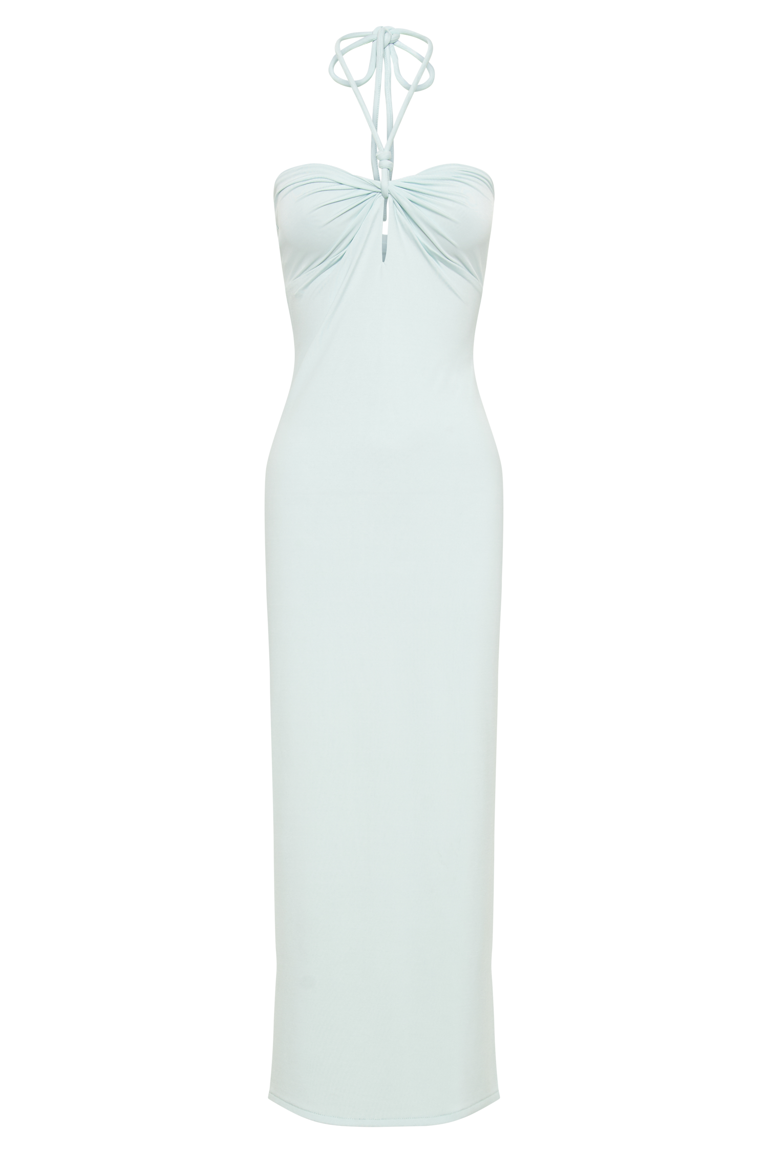 MESHKI Krissy Midi Twist Halter Jersey Dress - Arctic Blue
