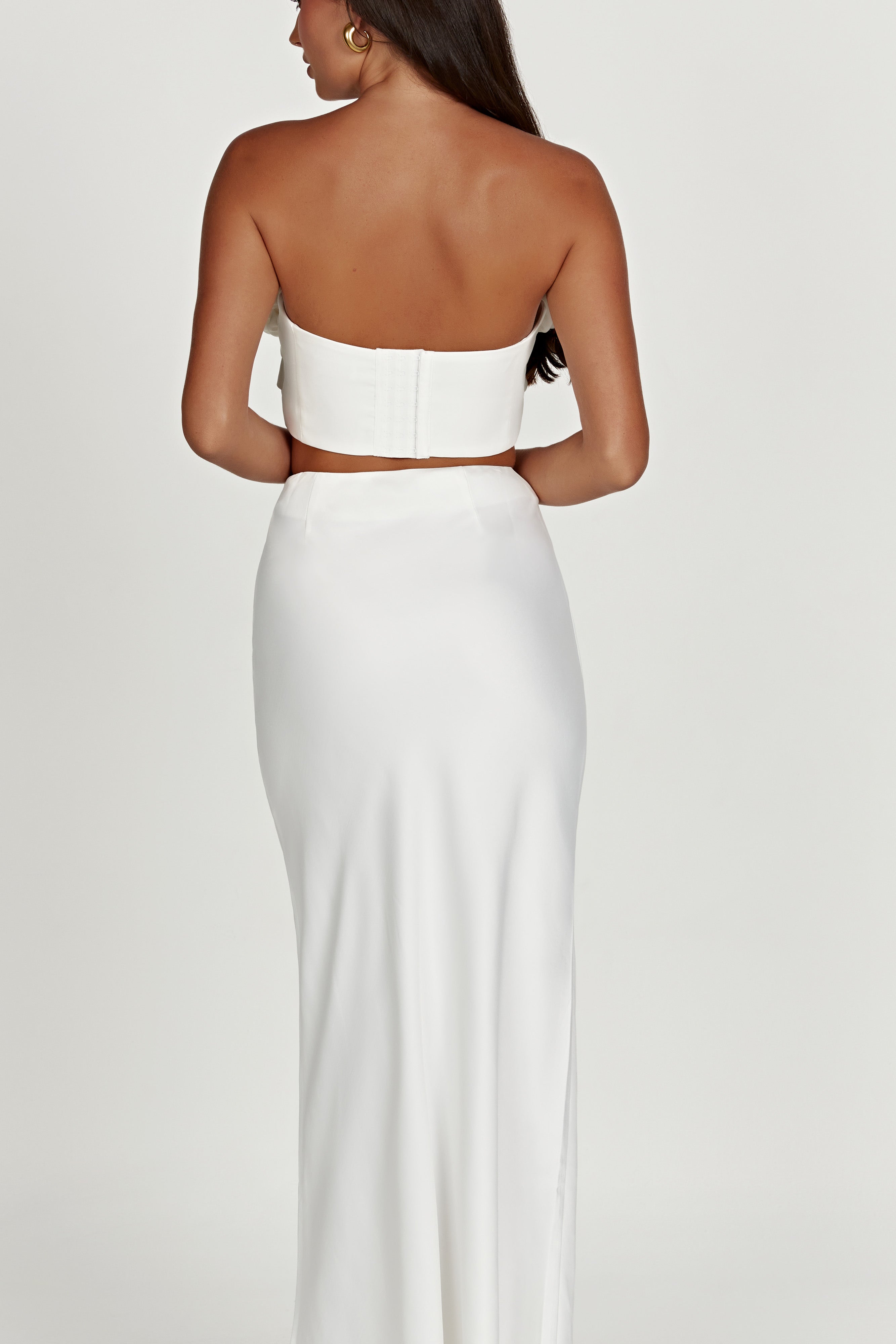 MESHKI Missy Maxi Satin Skirt - White