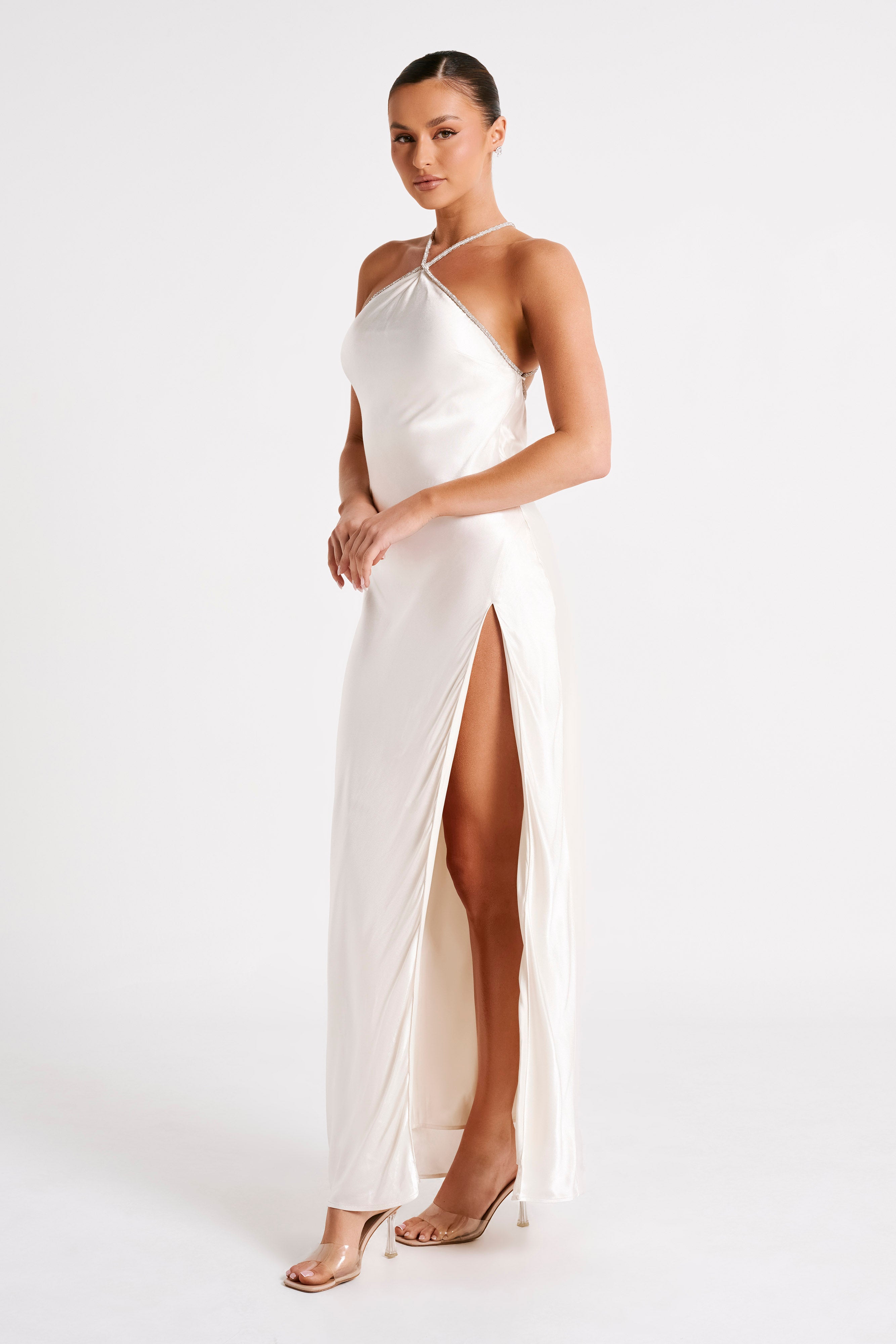 MESHKI Louise Diamante Rope Maxi Dress - Ivory