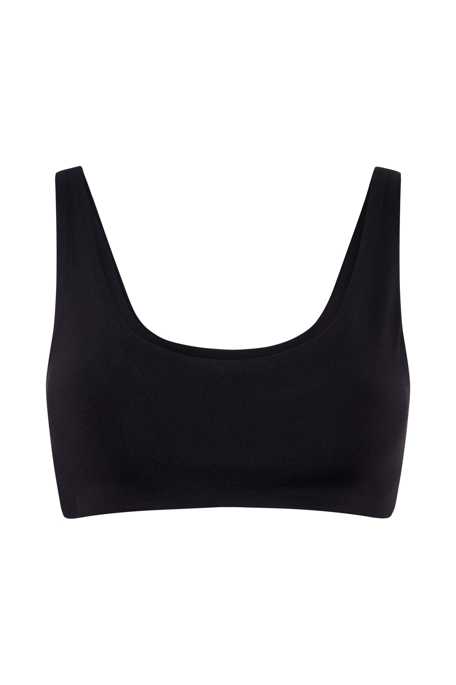 MESHKI Jemma Scoop Neck Super Crop Top - Black