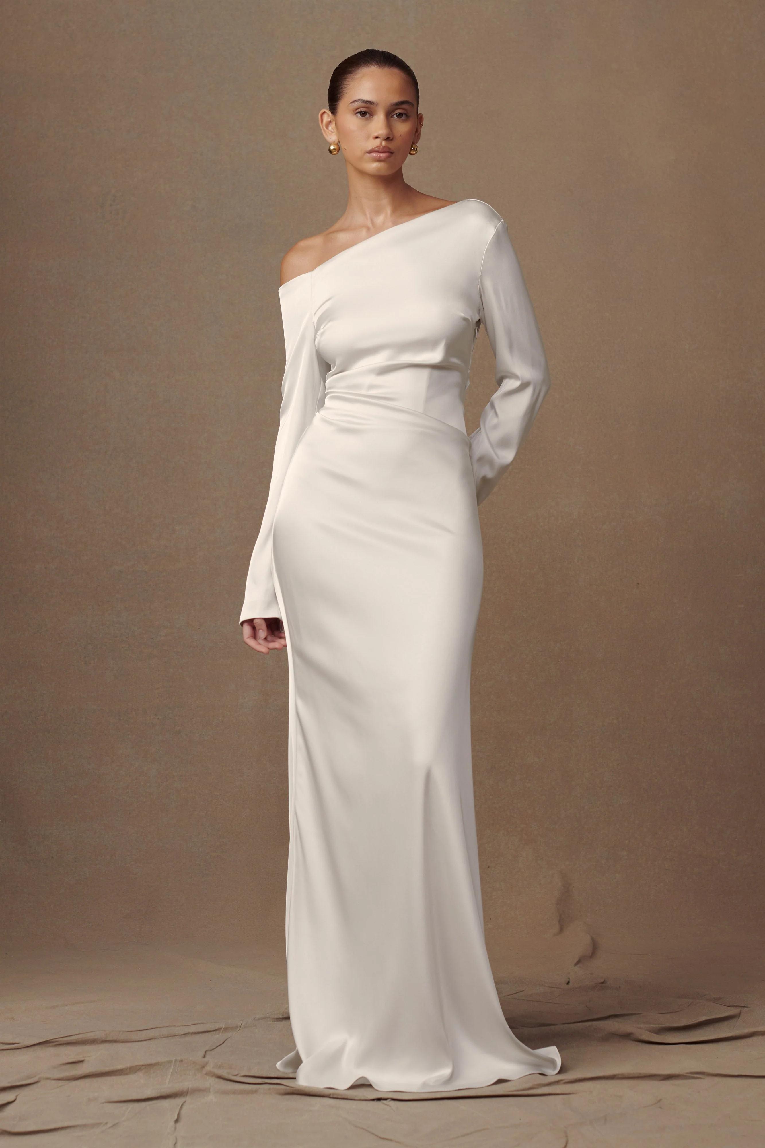 MESHKI Avery Long Sleeve Maxi Dress - Ivory
