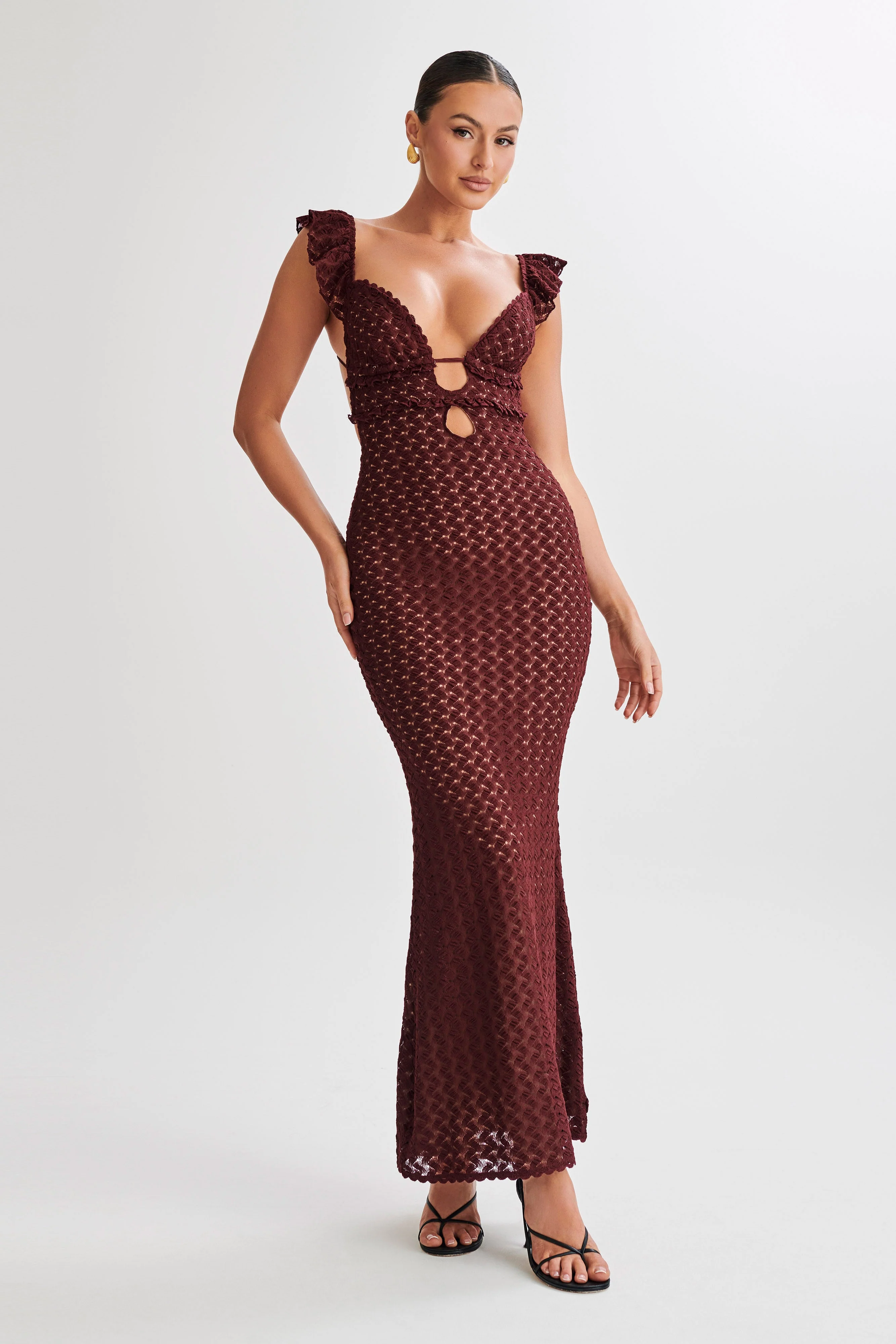 MESHKI Ezra Lace Maxi Dress - Plum