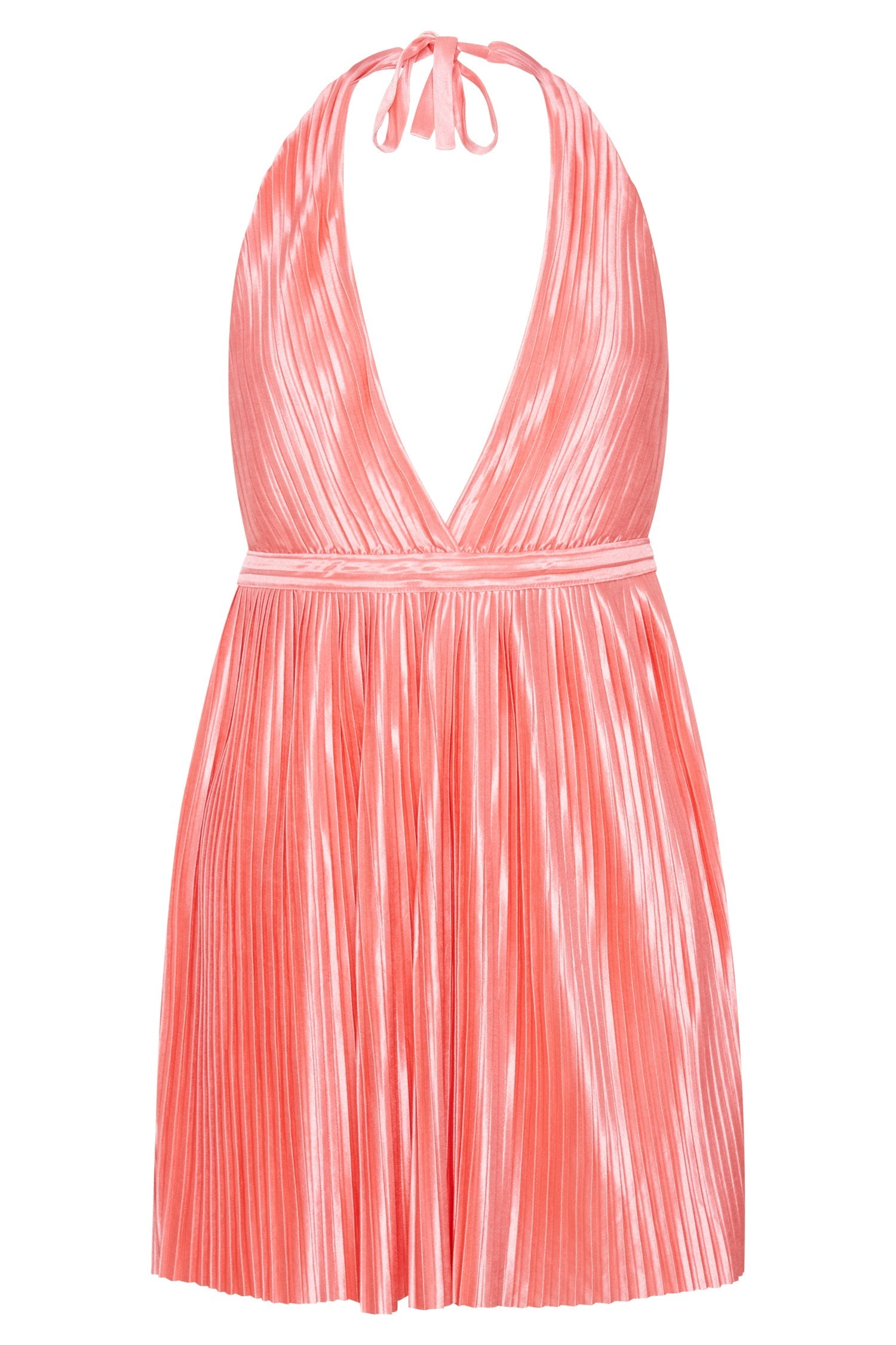 Darya Pleated Mini Halter Dress - Rosewater