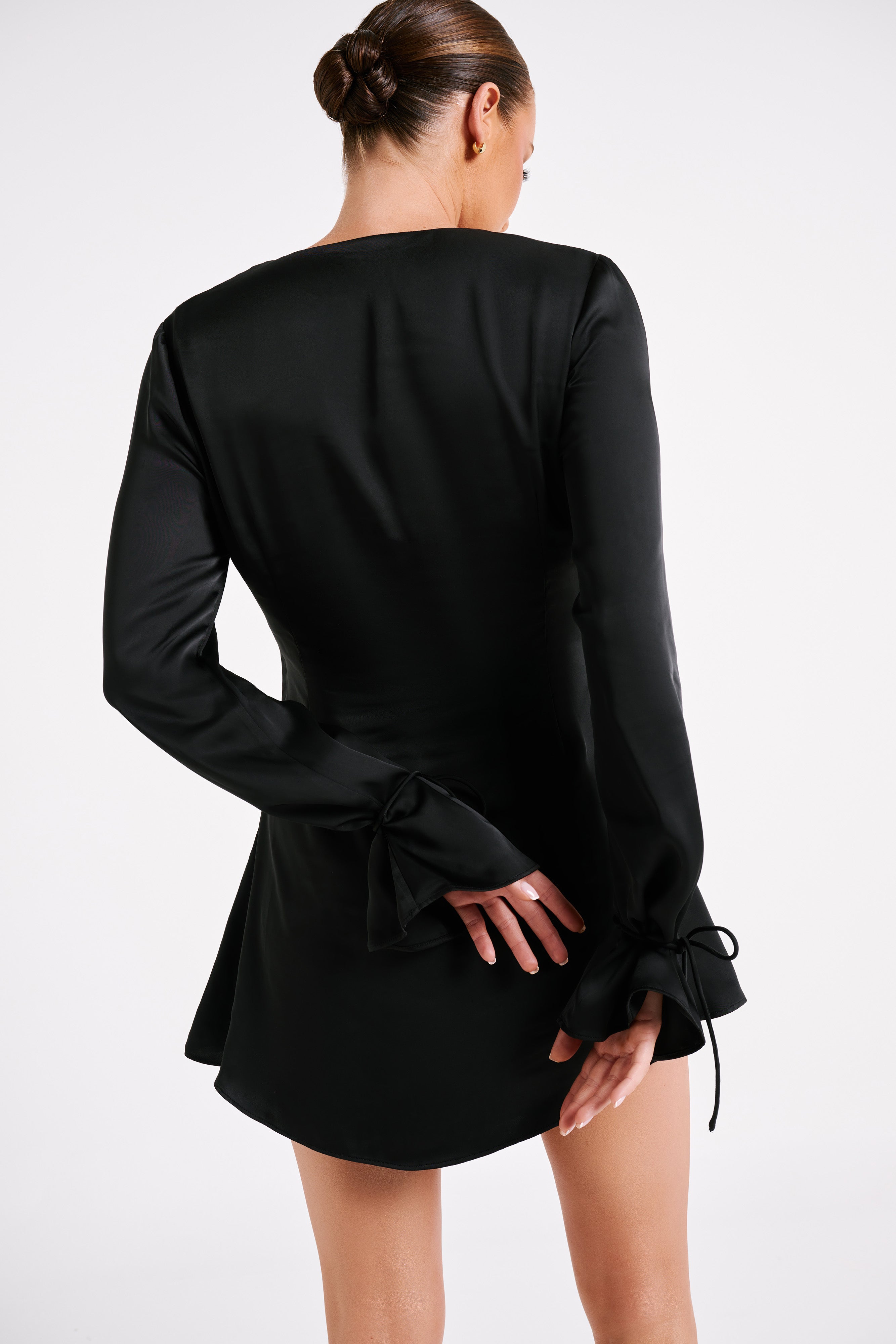 MESHKI Rosario Long Sleeve Mini Dress - Black