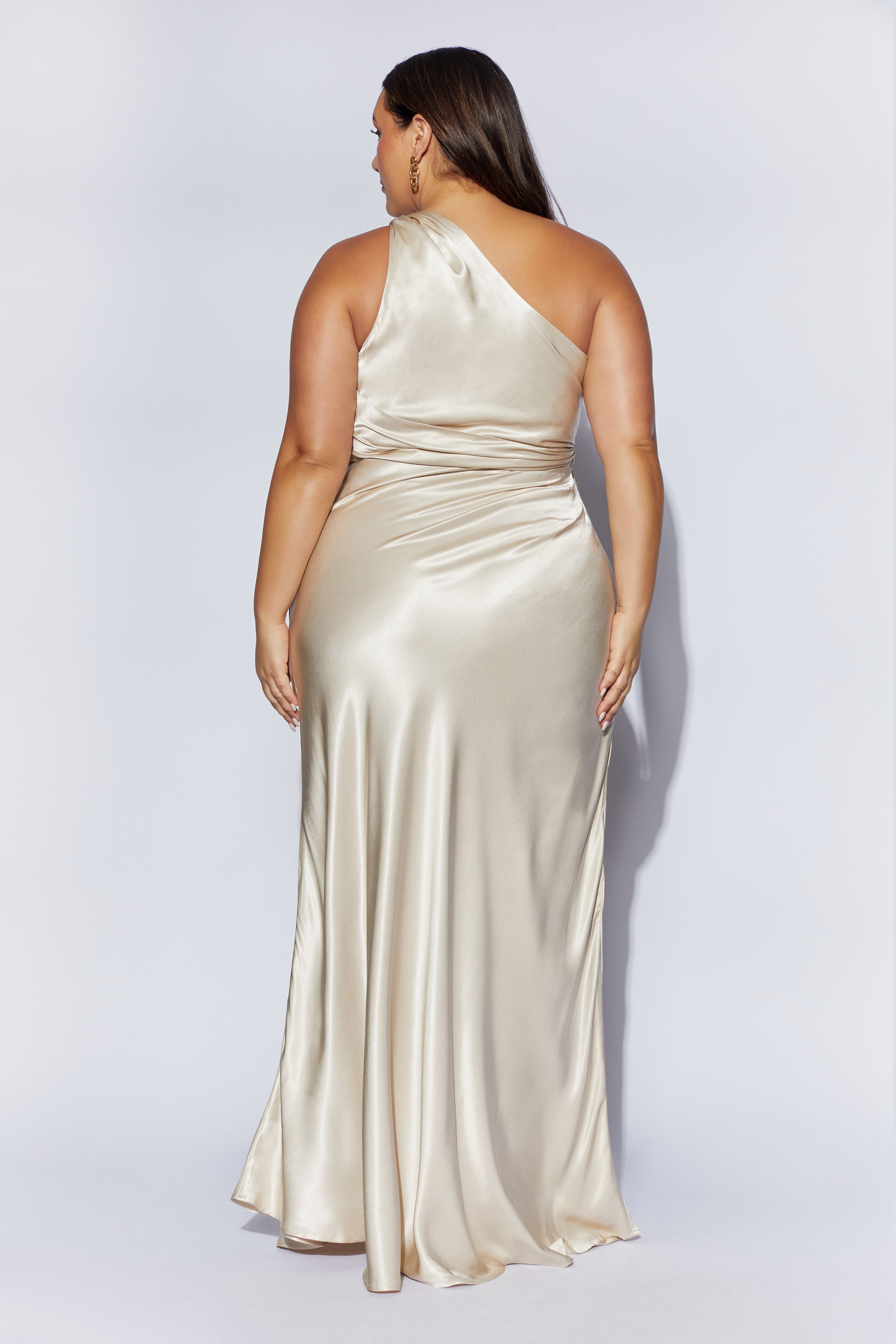 MESHKI Calliope One Shoulder Maxi Dress - Champagne