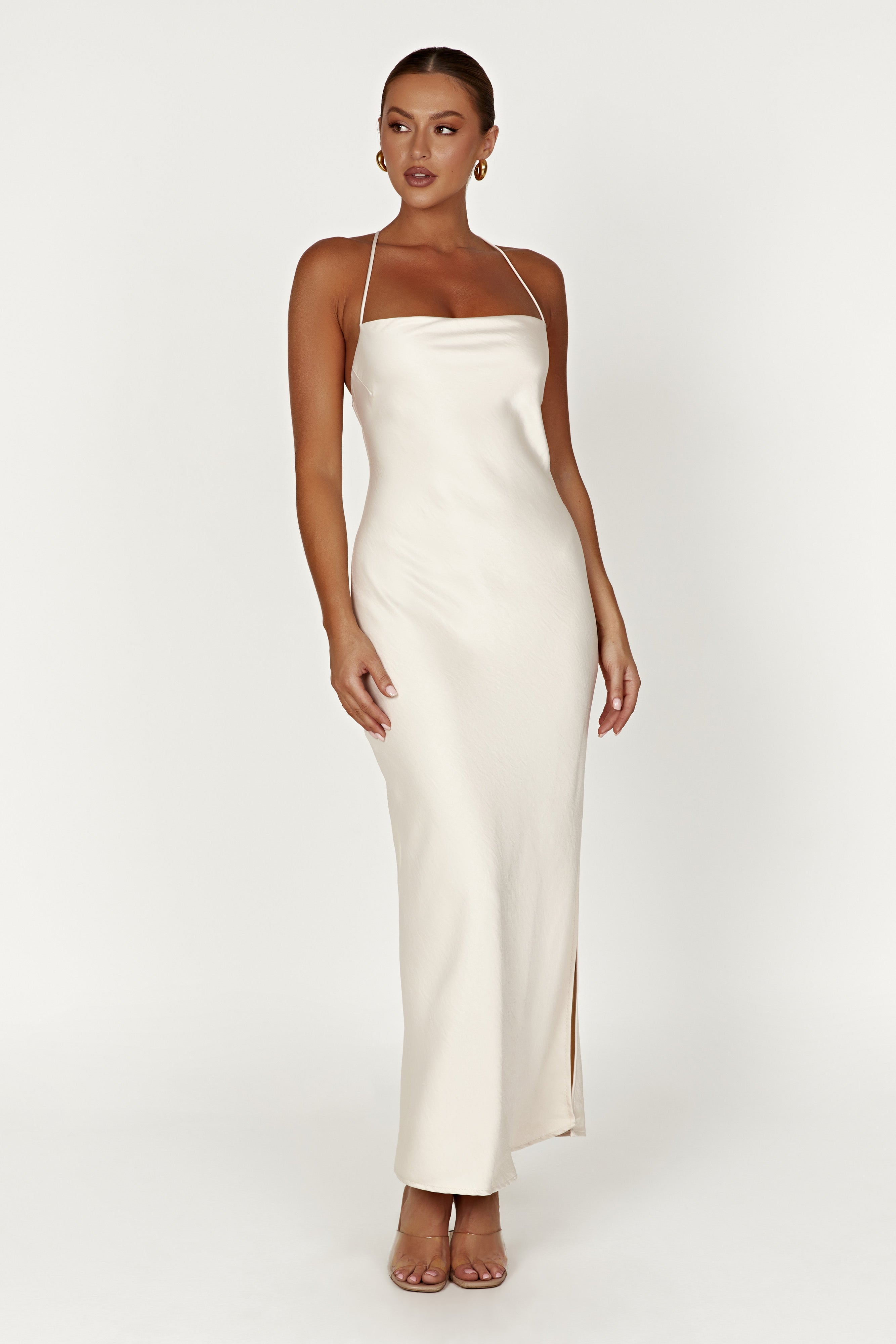 MESHKI Sydney Straight Neck Slip Maxi Dress - Cream