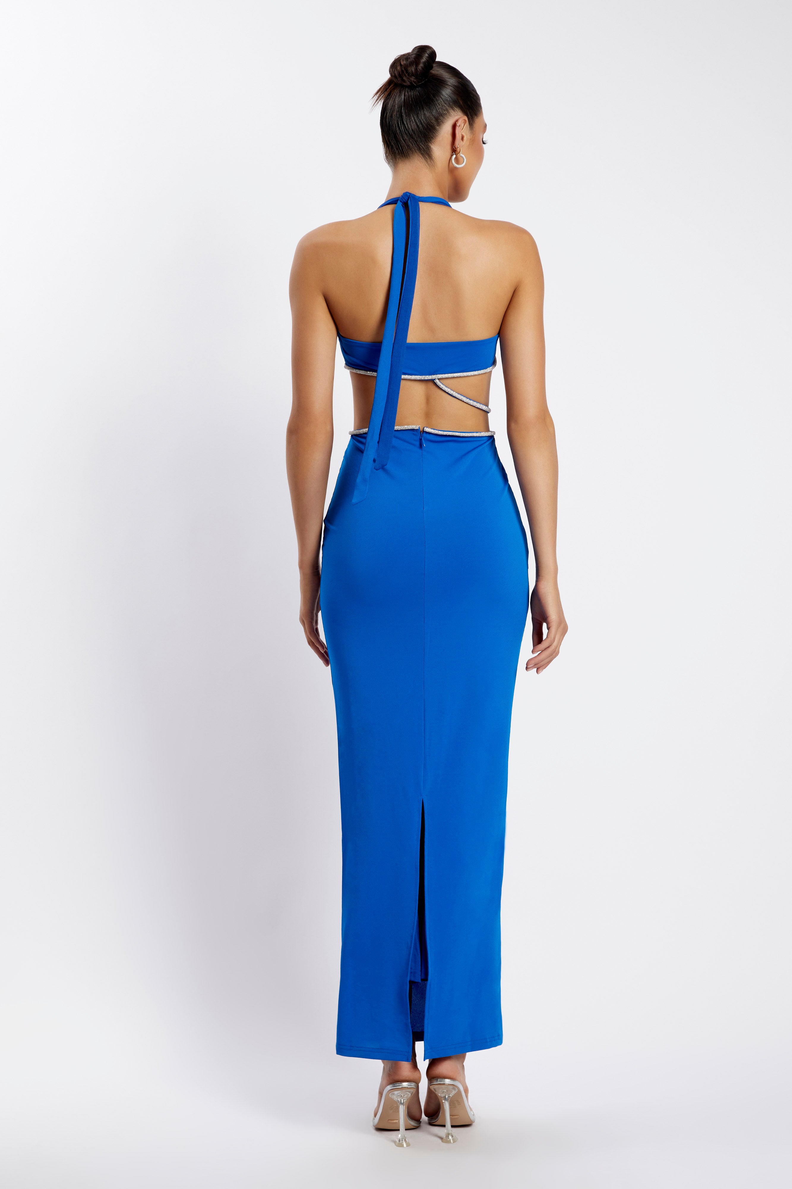 Nicha Diamante Cut Out Maxi Dress - Cobalt Blue