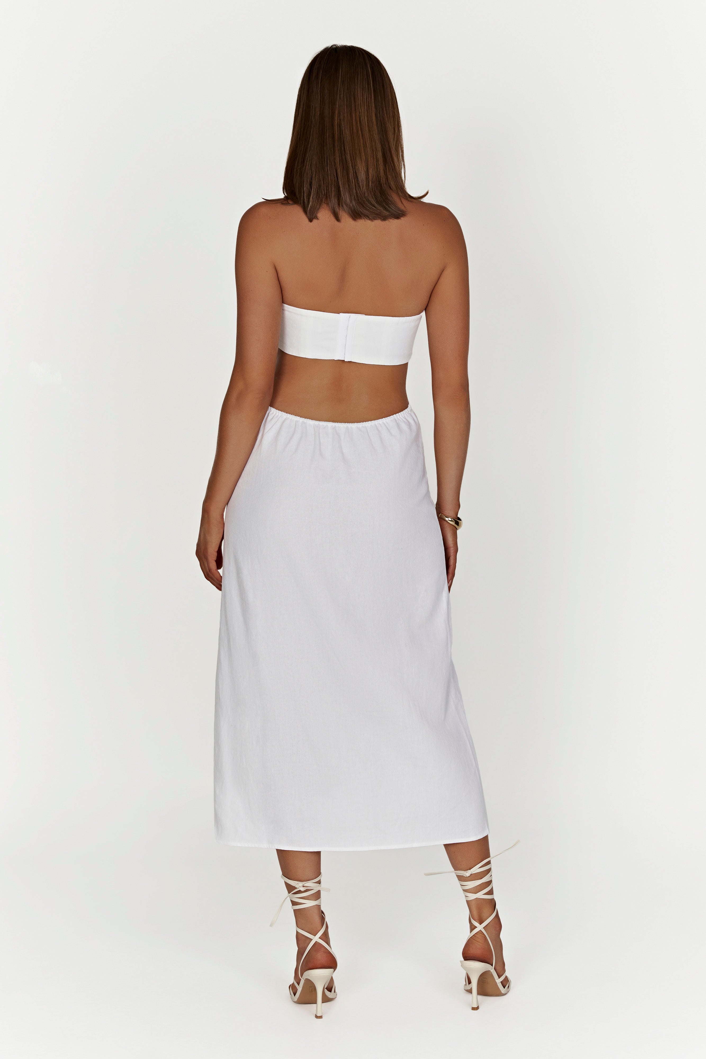 MESHKI Marlow Linen Midi Dress - White