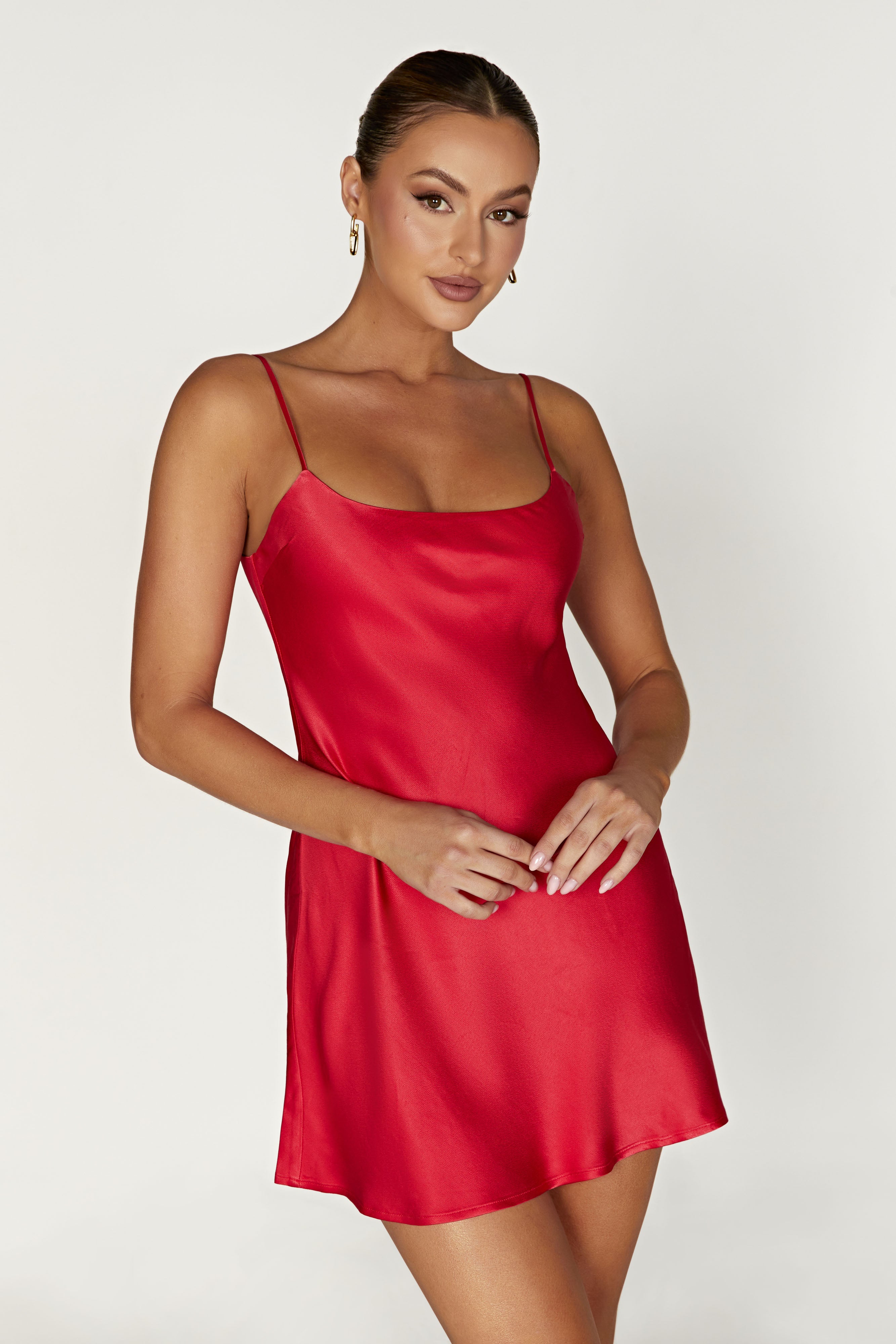 MESHKI Valentina Satin Mini Dress - Red