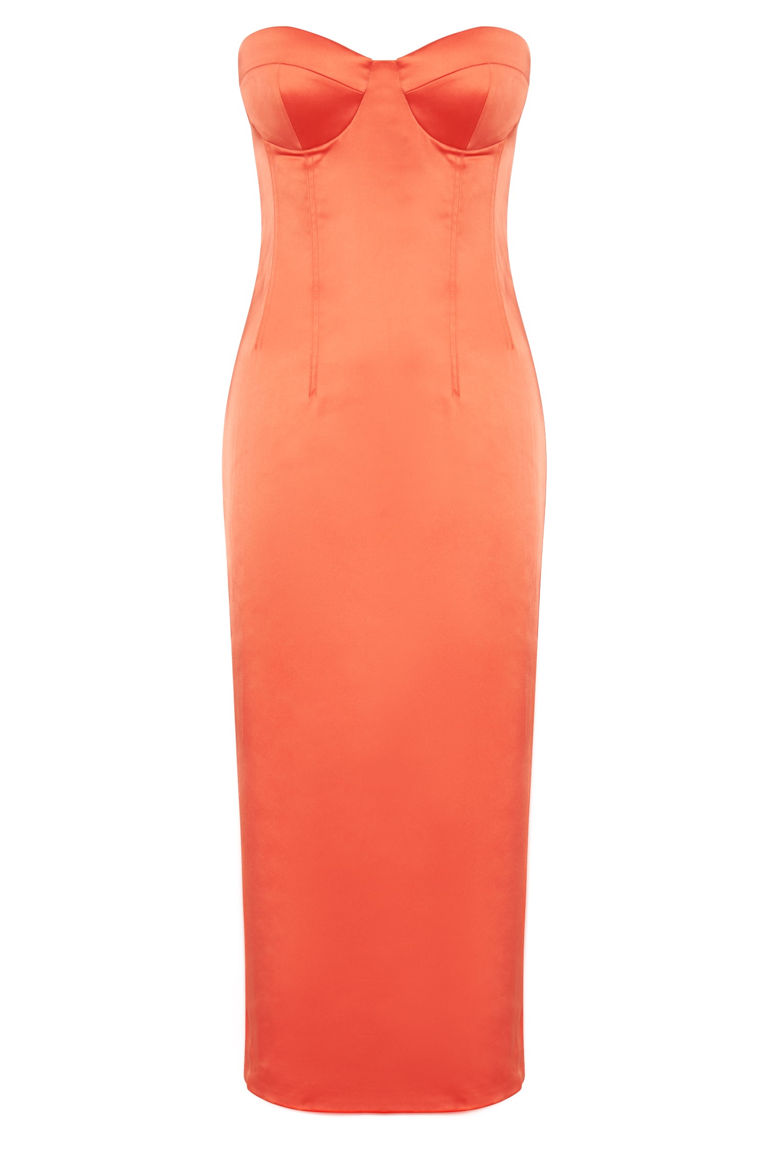 MESHKI Bryony Cupped Bodycon Midi Dress - Coral