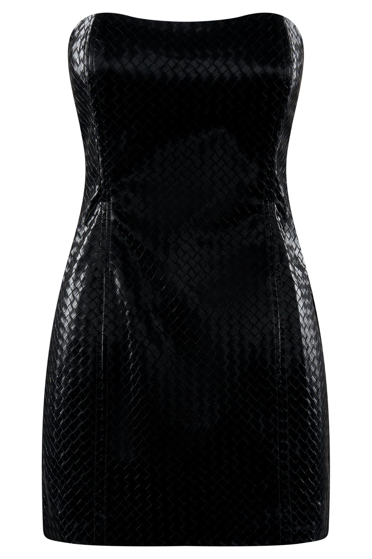 MESHKI Lizzie Crosshatch Faux Leather Mini Dress - Black